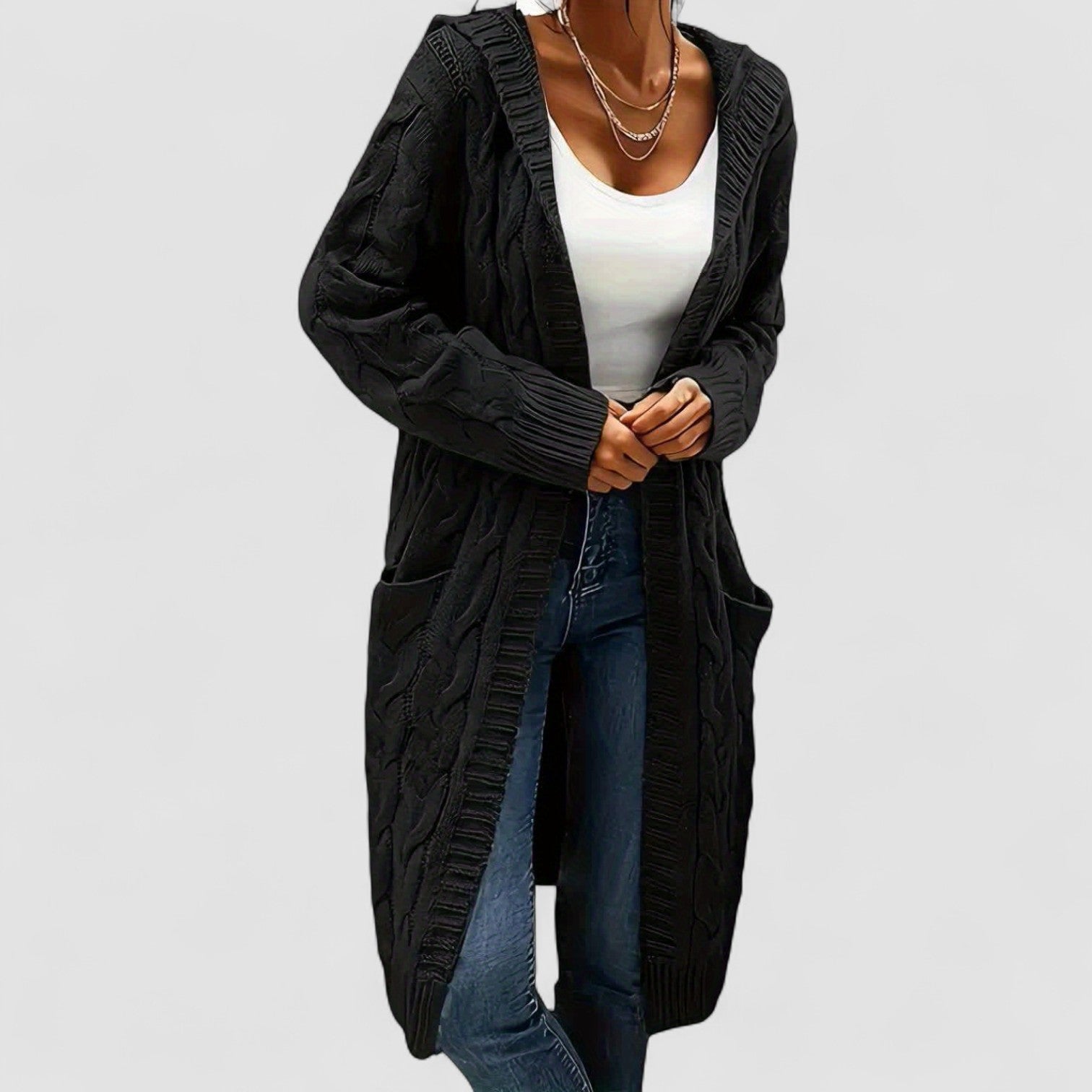Donna | Cable Knit Long Cardigan