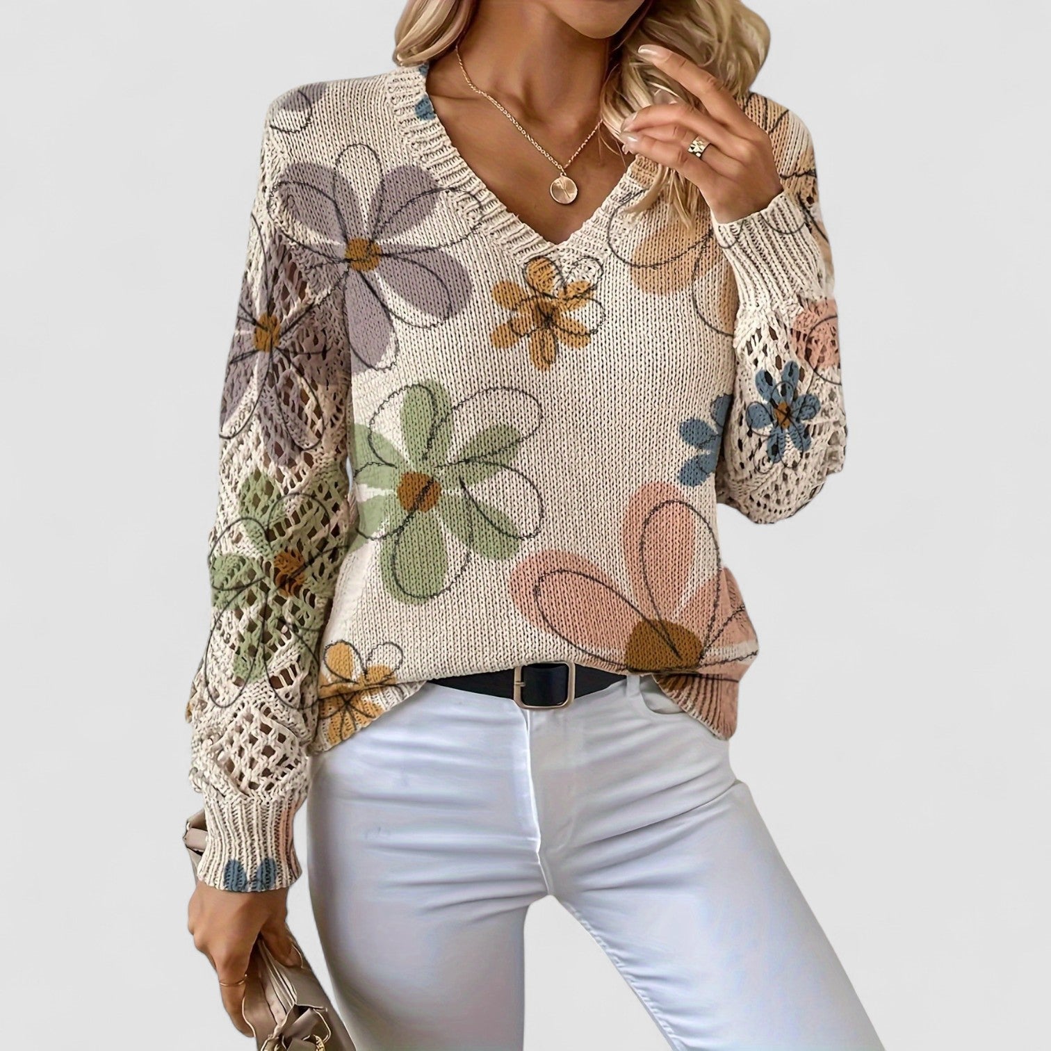 Elaine | Floral Knit Sweater