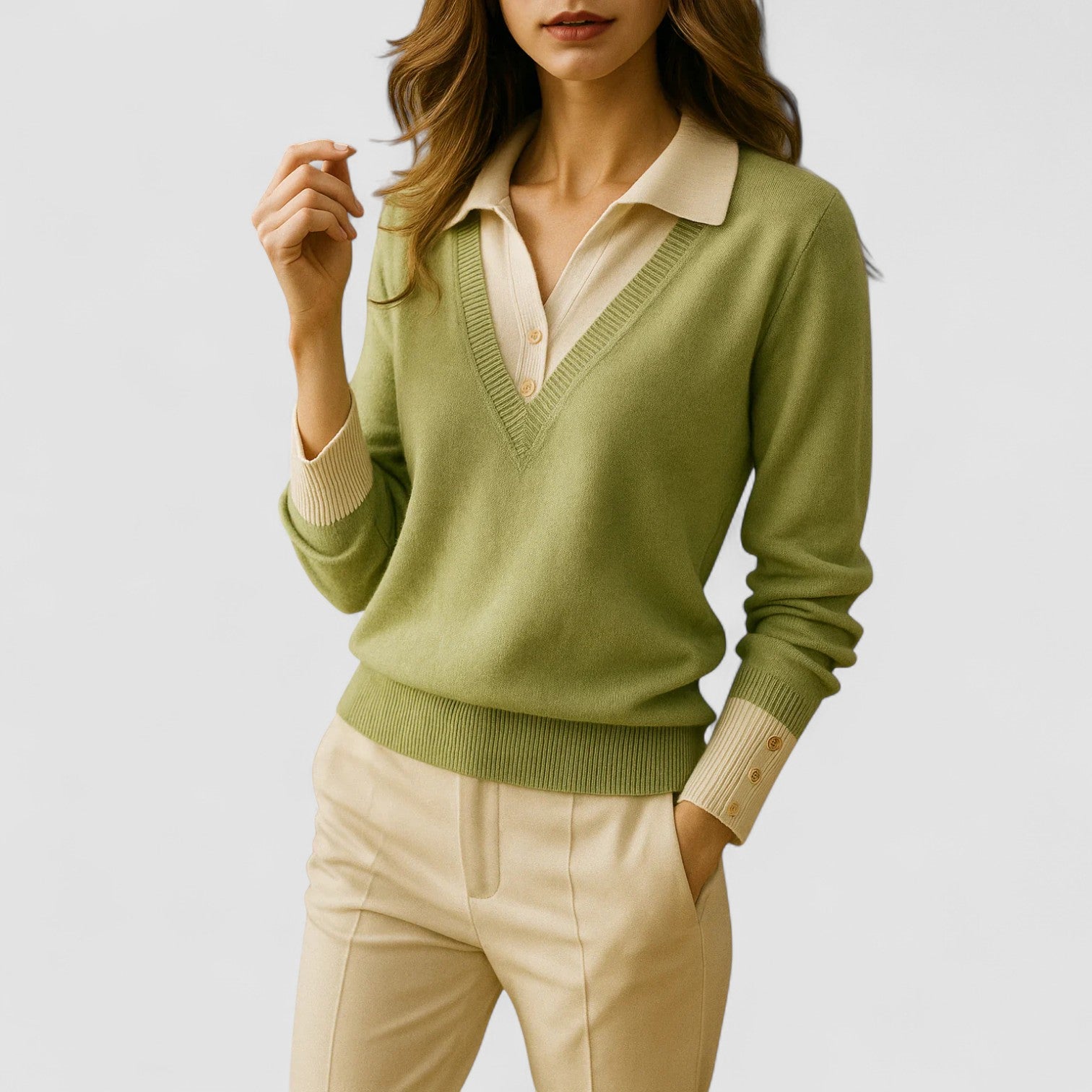 Marianne | Soft Knit Polo Sweater