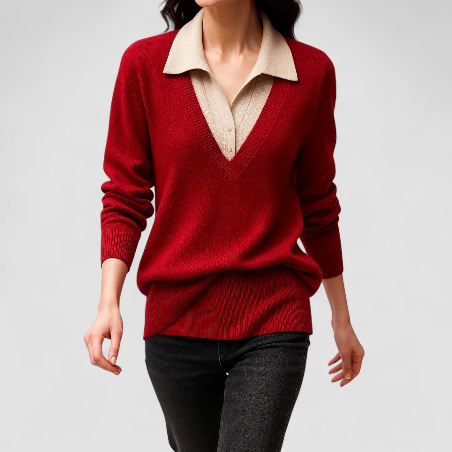 Marianne | Soft Knit Polo Sweater