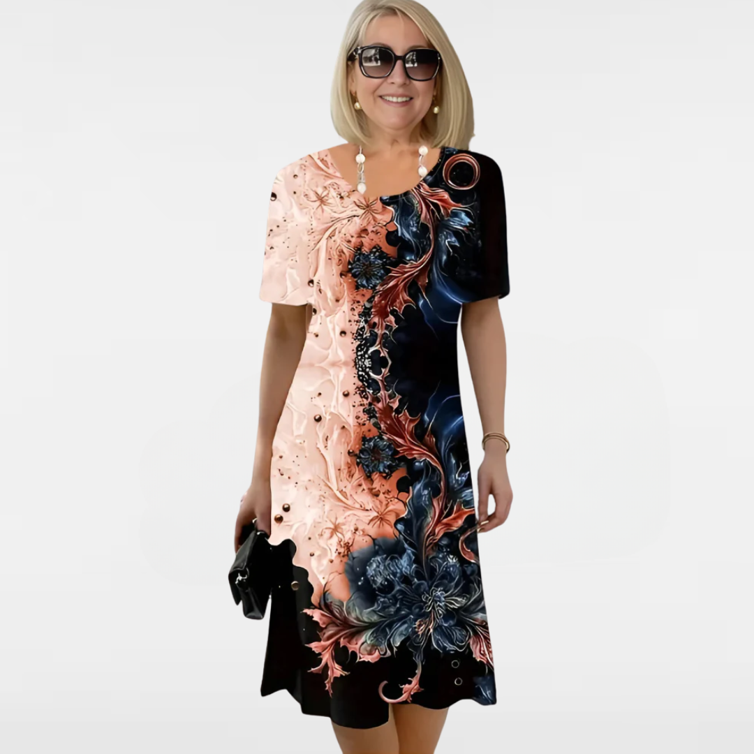 Virella | Printed midi dress with short sleeves