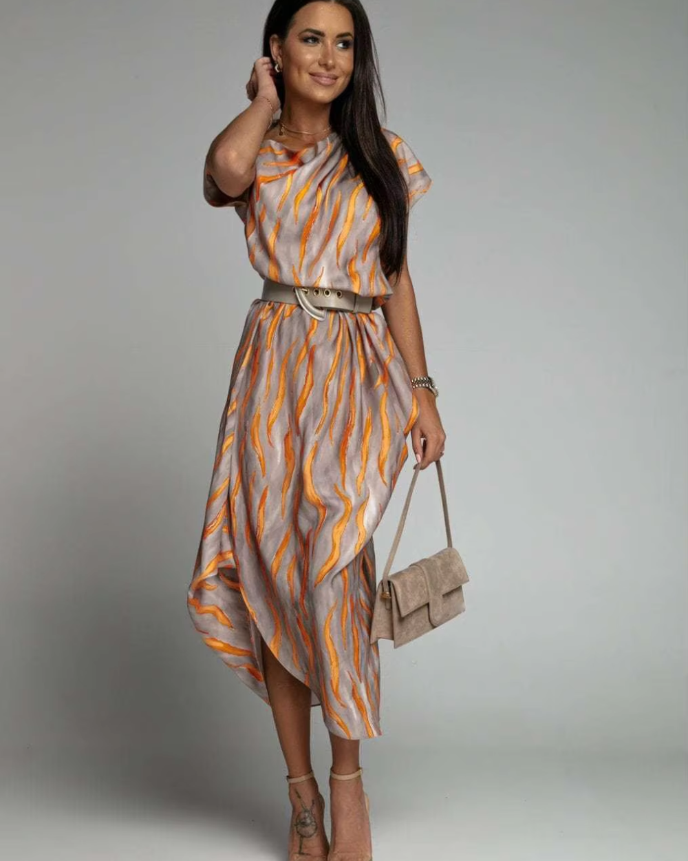 CHARMIE | ASSYMETRICAL SATIN DRESS