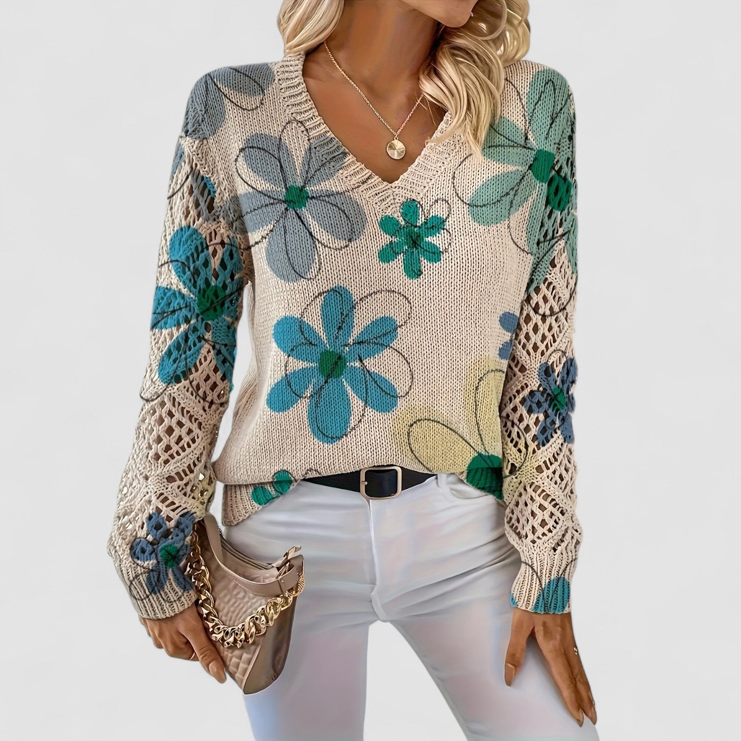 Elaine | Floral Knit Sweater