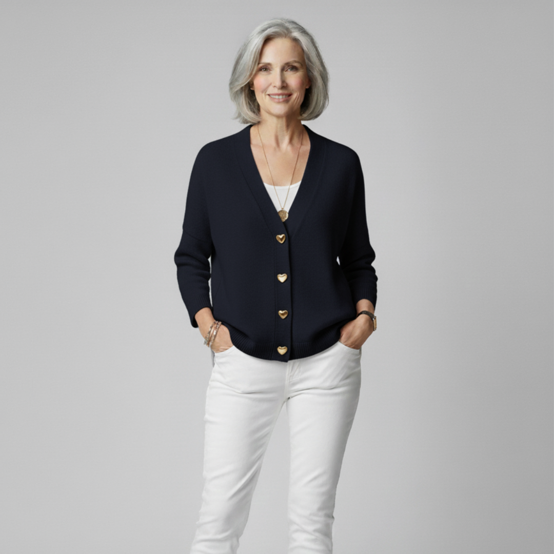 Nadine | Heart Button Cardigan