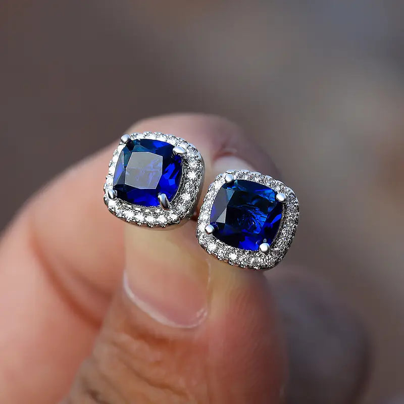 Square Sapphire Earrings