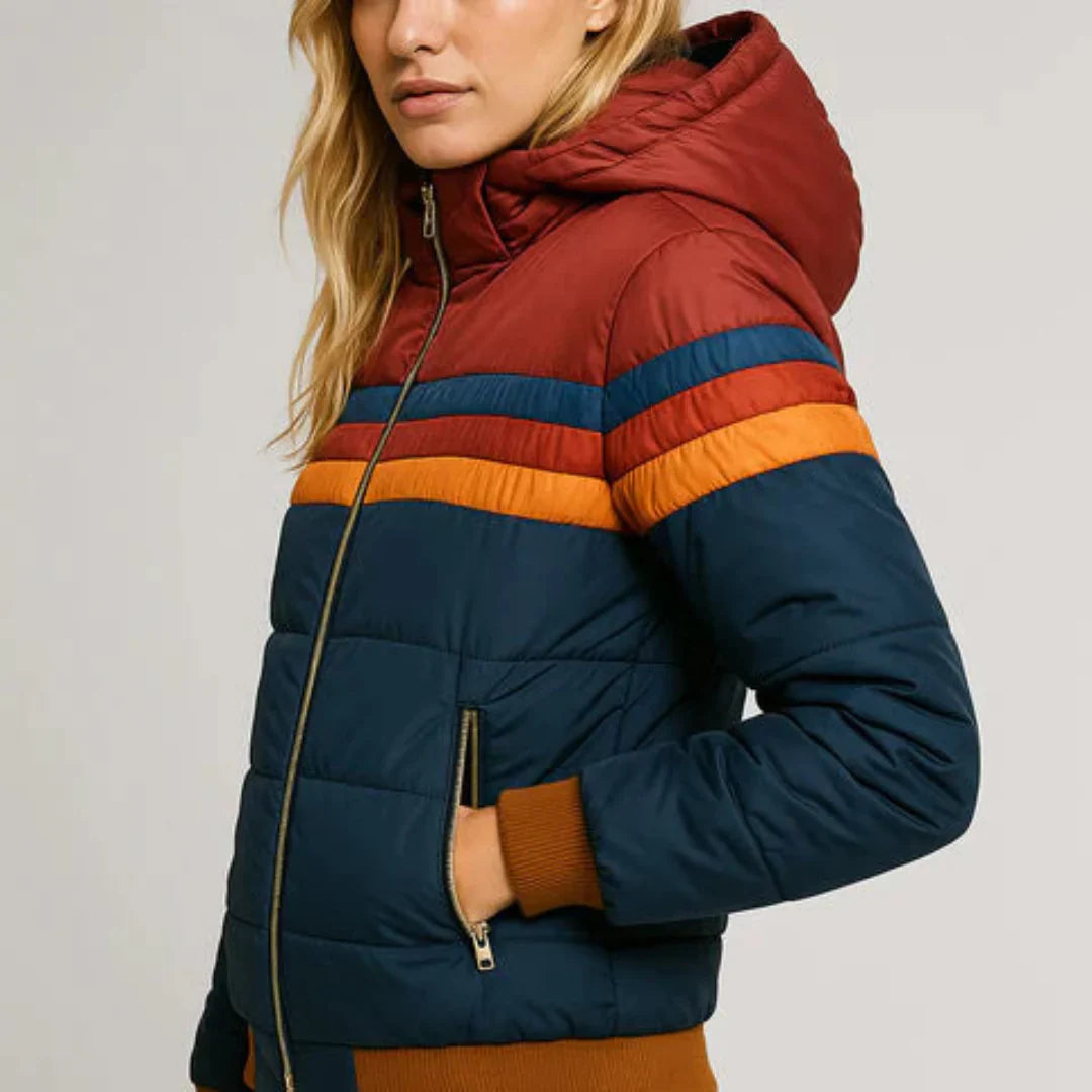 Alicia | Women’s Retro Striped Puffer Jacket