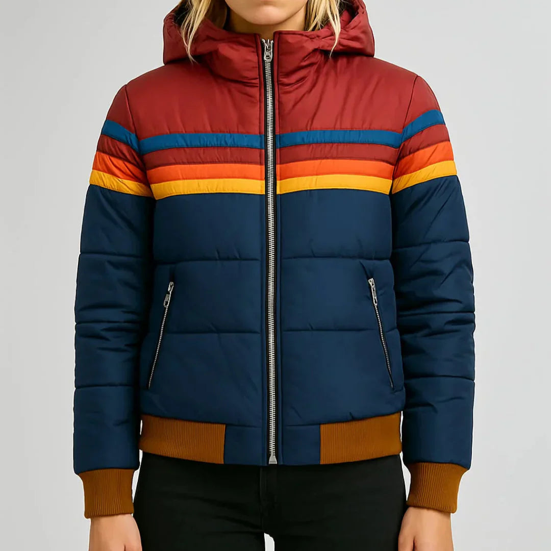 Alicia | Women’s Retro Striped Puffer Jacket