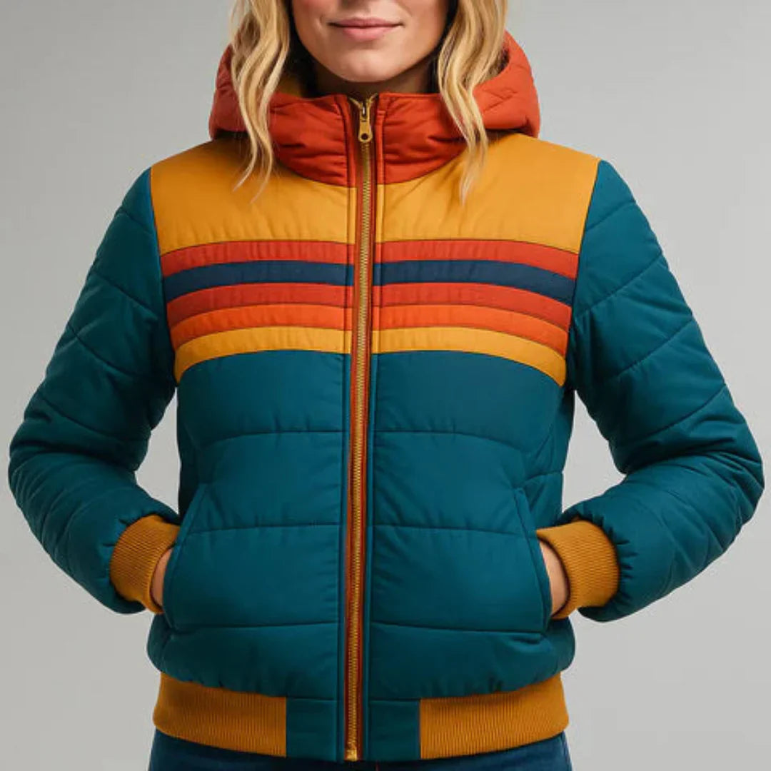 Alicia | Women’s Retro Striped Puffer Jacket