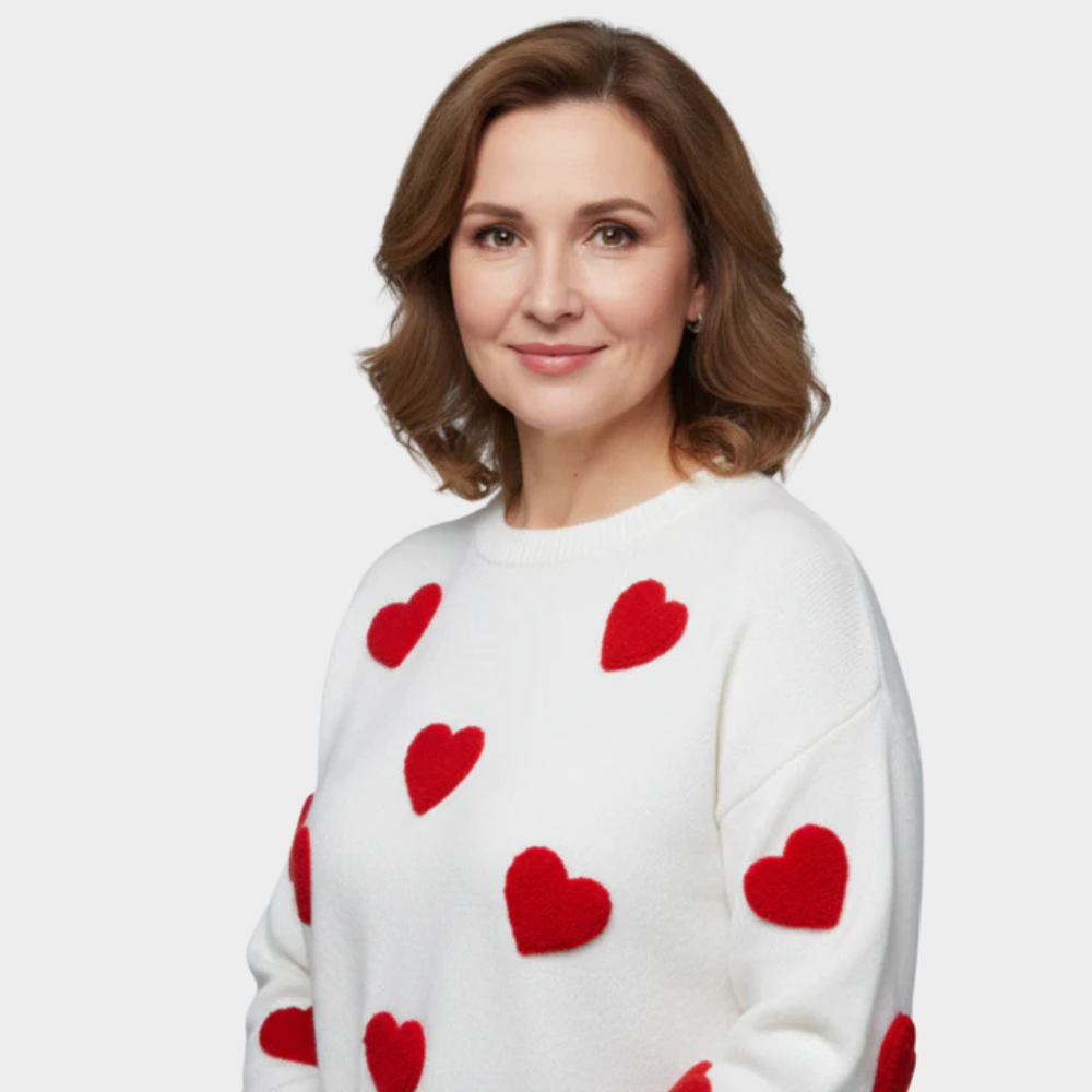 Soren | Cotton Blend Sweater with Hearts