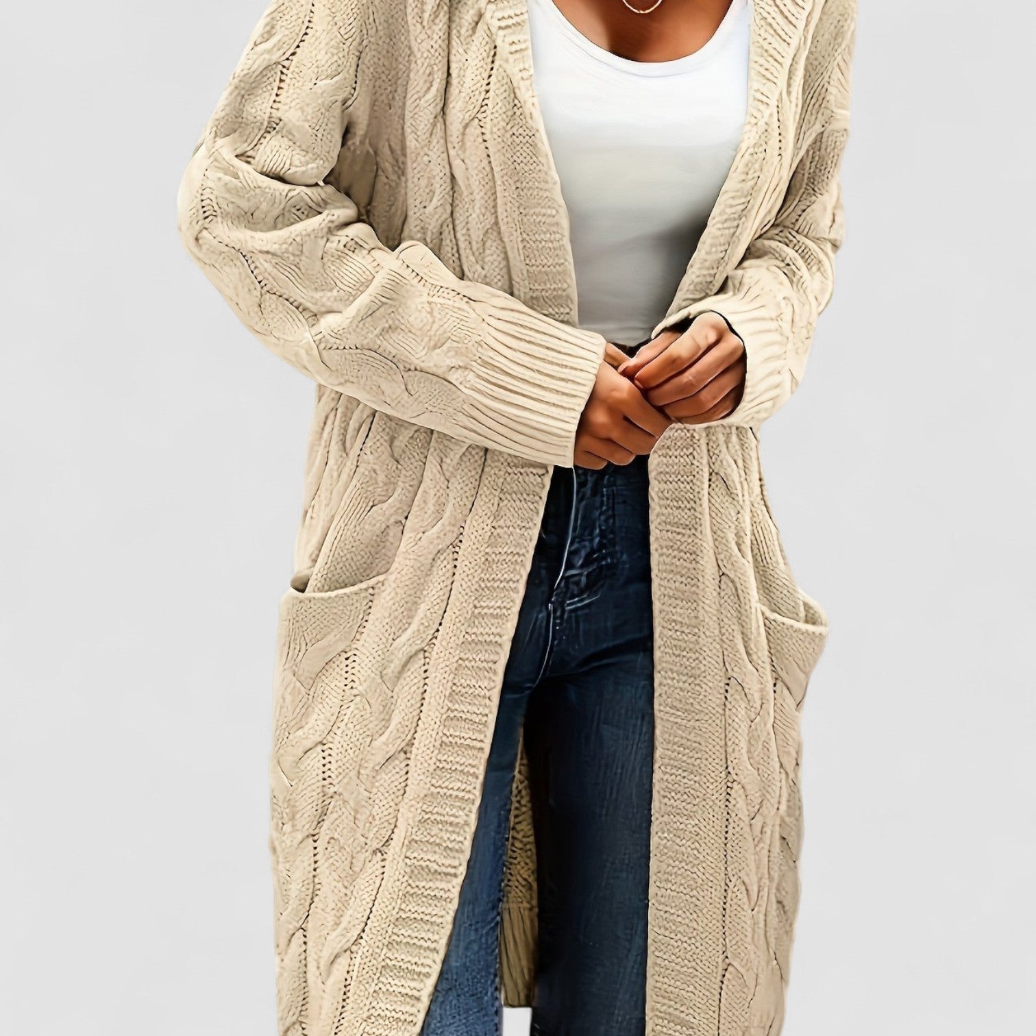 Donna | Cable Knit Long Cardigan