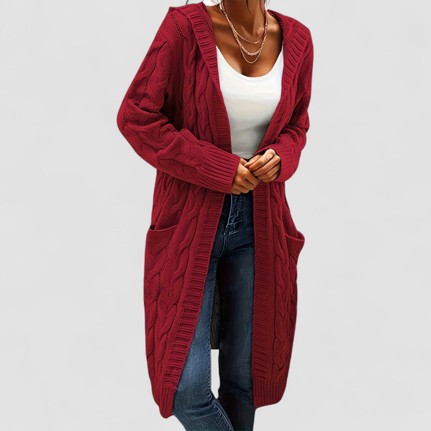 Donna | Cable Knit Long Cardigan