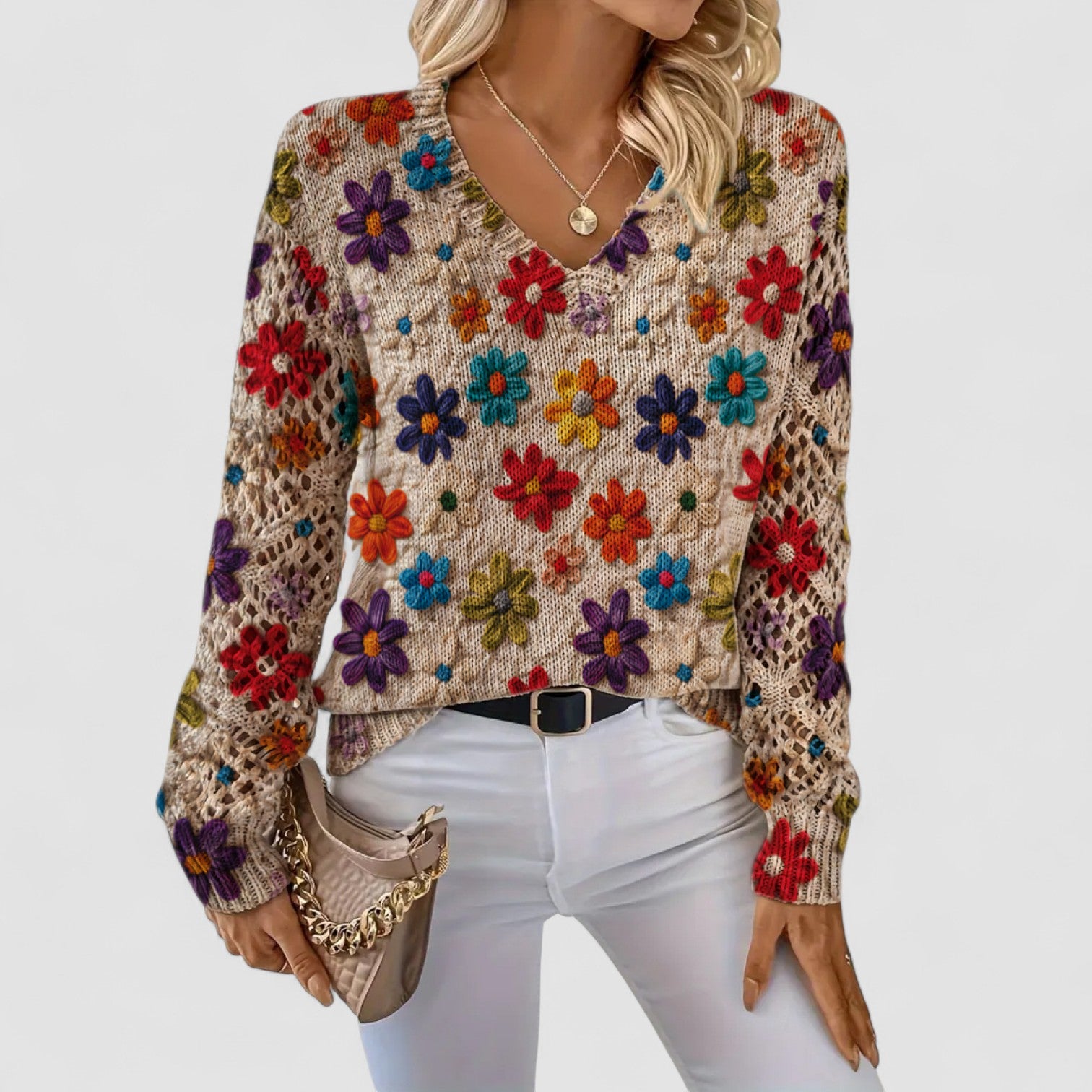 Colleen | Floral Knit Sweater