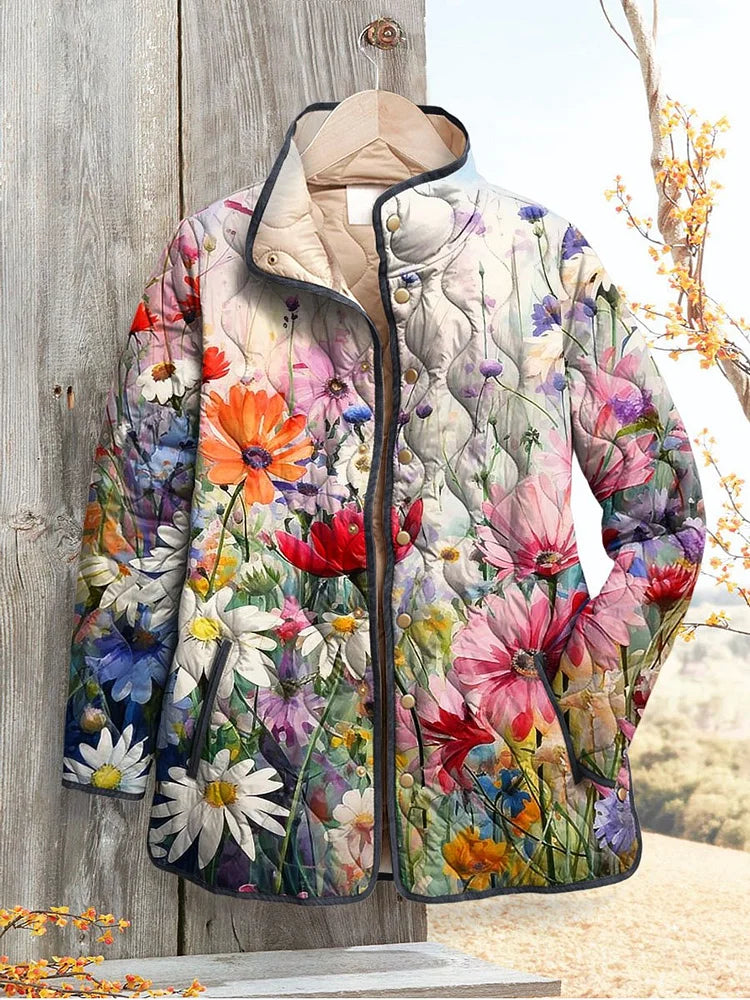 Alexa | Charming Floral Print Quilted Jacket for Women - Vintage Casual Style