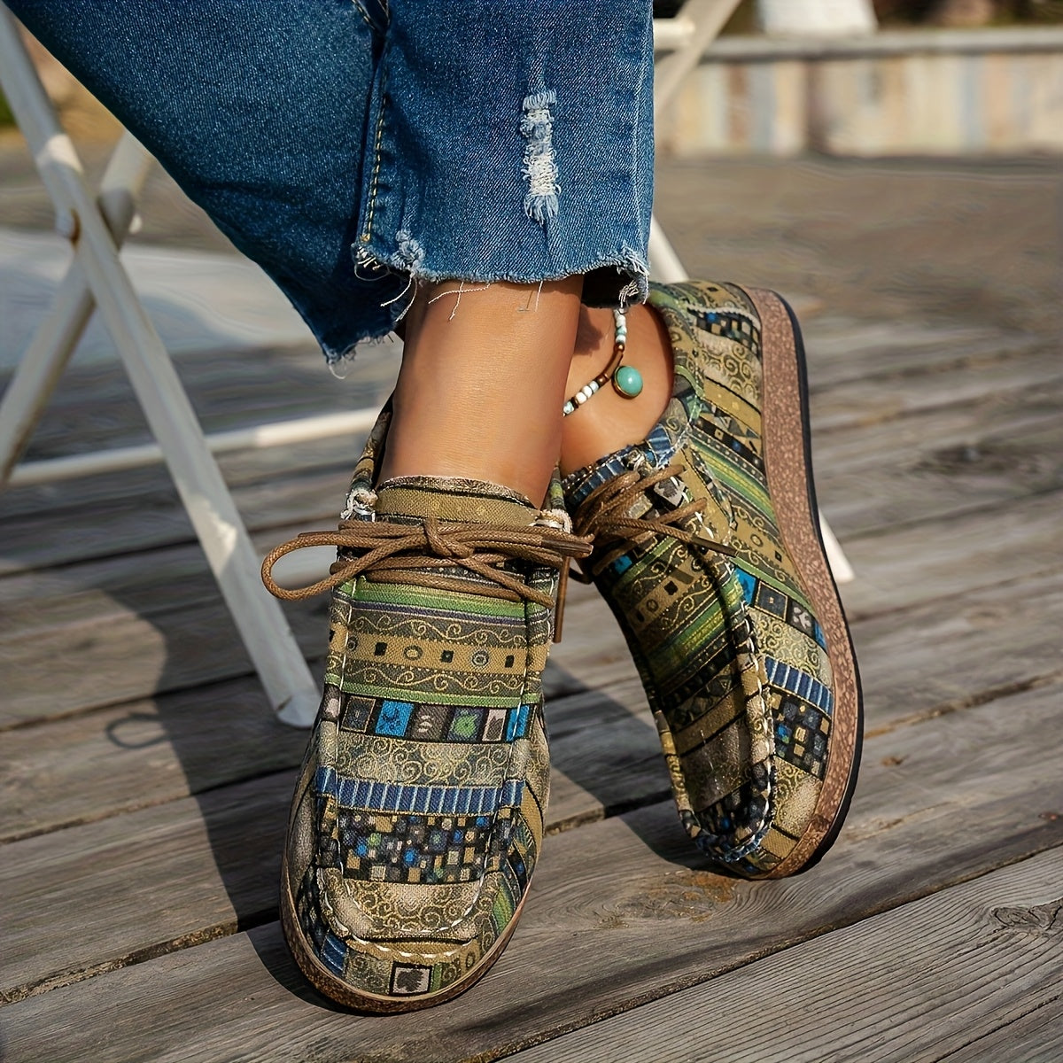 Women's Vintage Geometric Printed Shoes