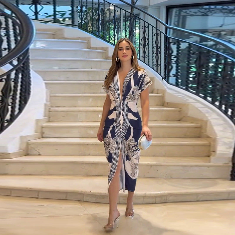 LUCIANA™ – Elegant Casual Short Sleeve Midi Dress