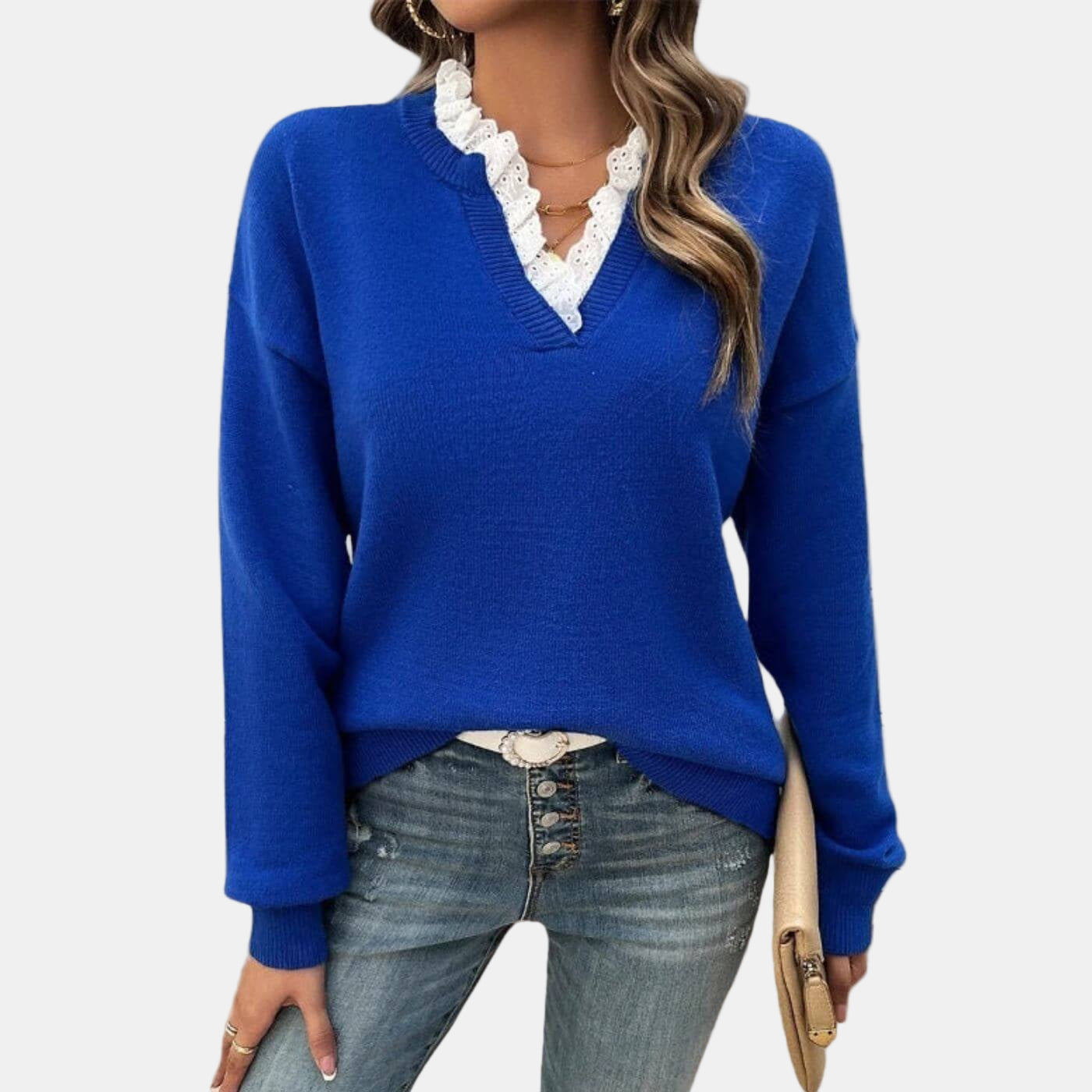 Rhea | Elegant Lace-Collared Sweater