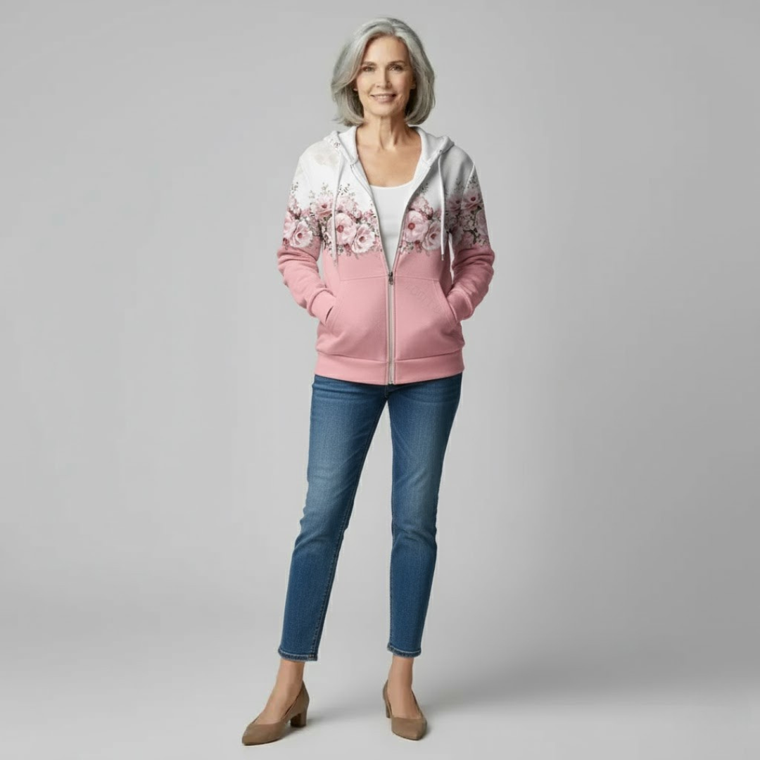 Annie | Floral Zip Hoodie