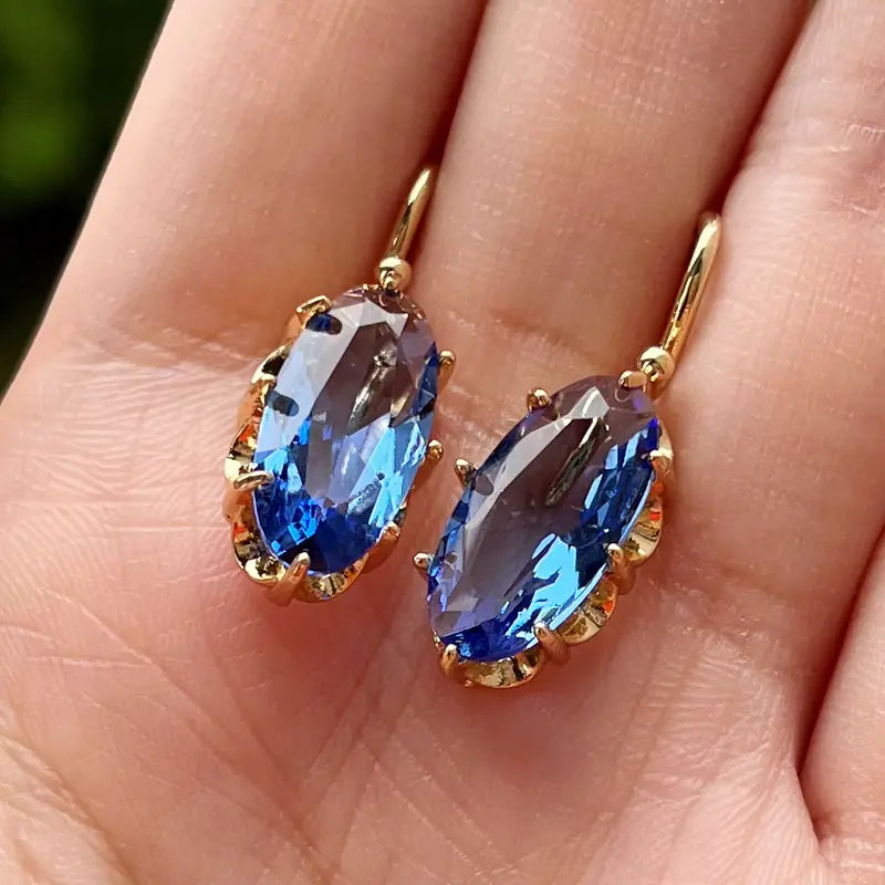 Gold Blue Earrings