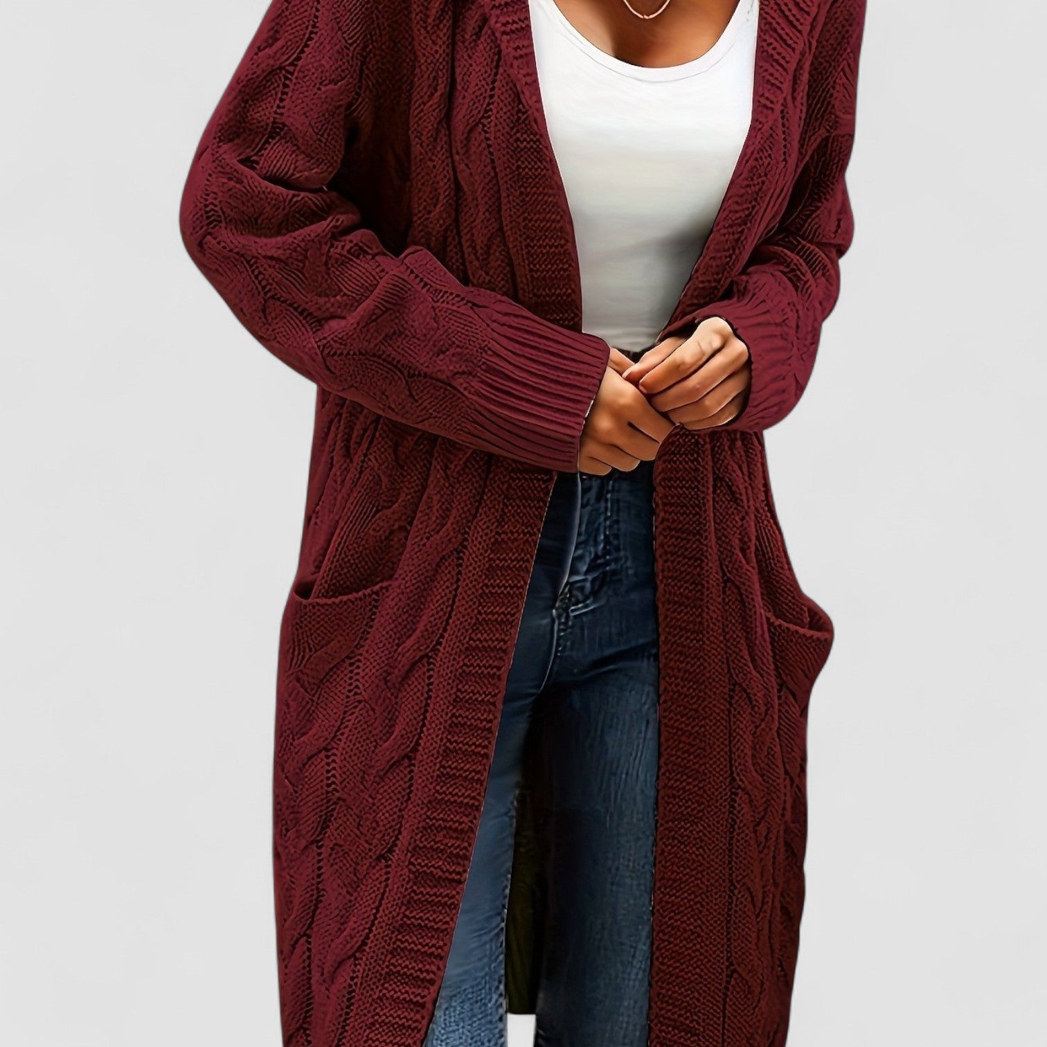 Donna | Cable Knit Long Cardigan
