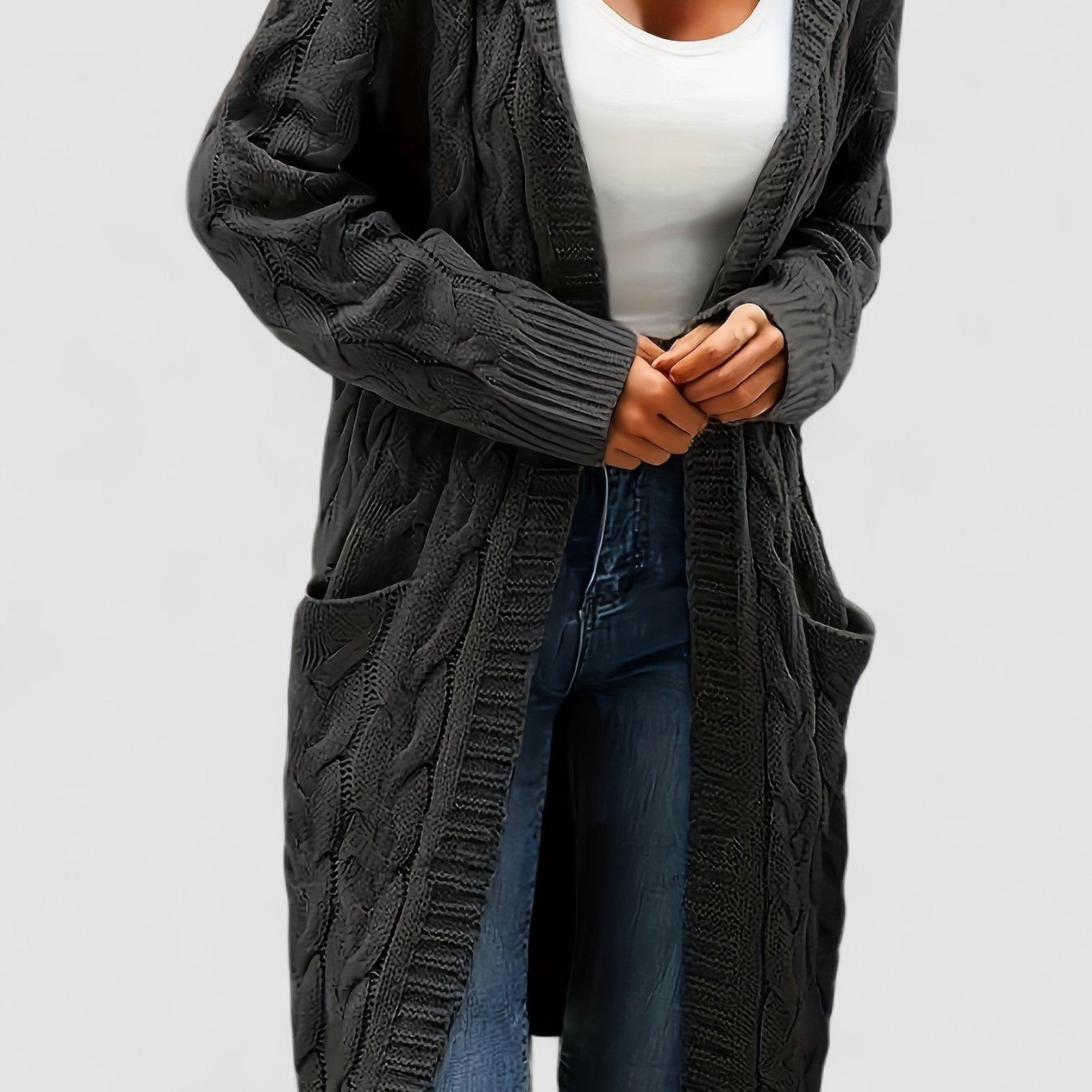 Donna | Cable Knit Long Cardigan