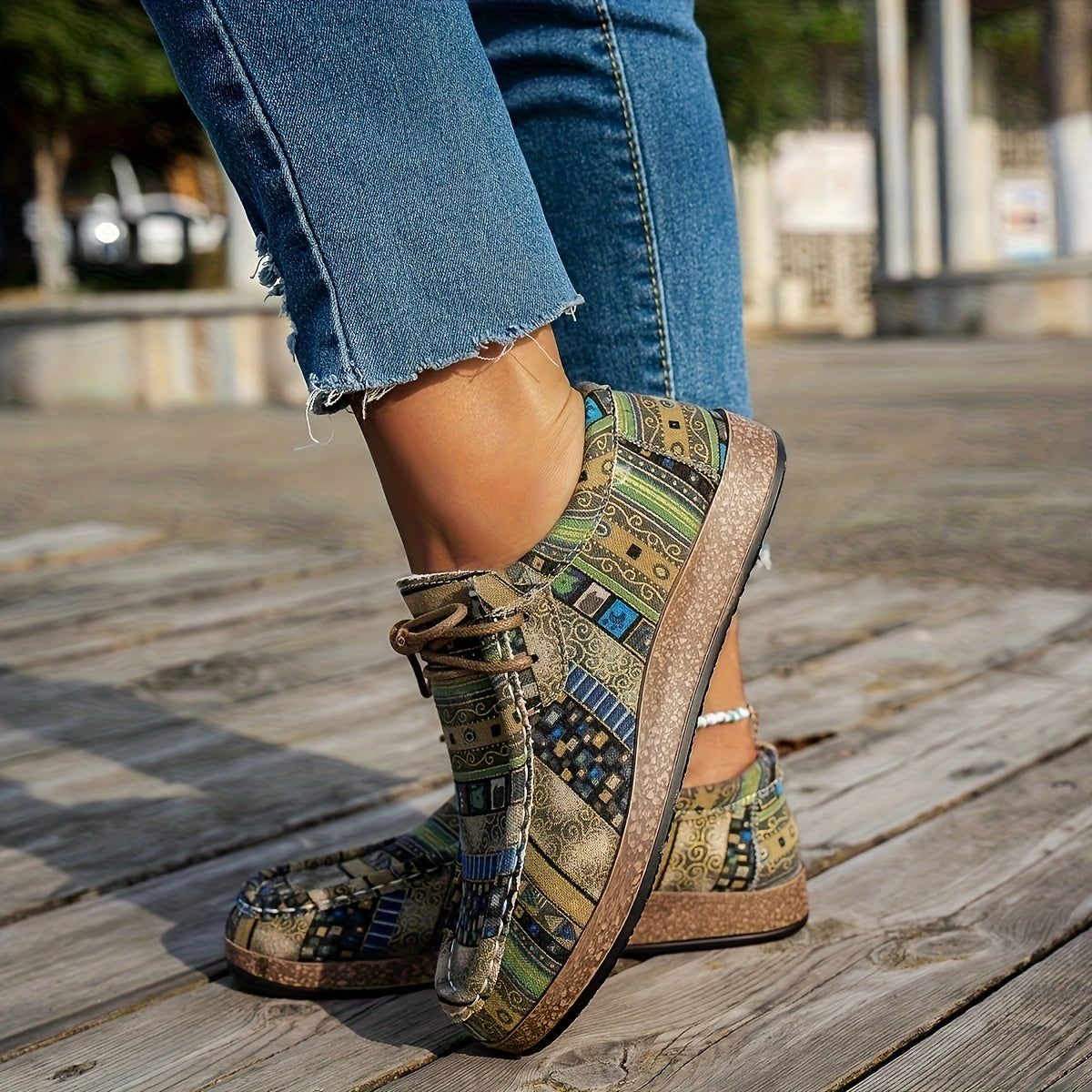 Women's Vintage Geometric Printed Shoes