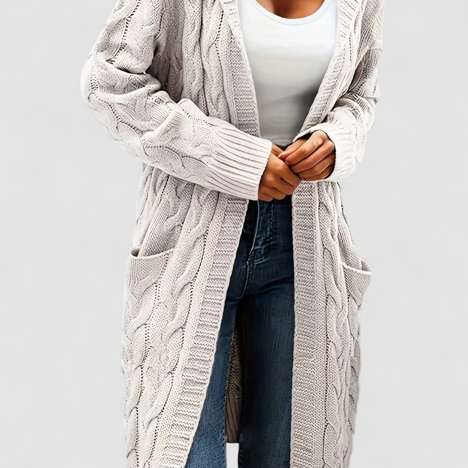 Donna | Cable Knit Long Cardigan