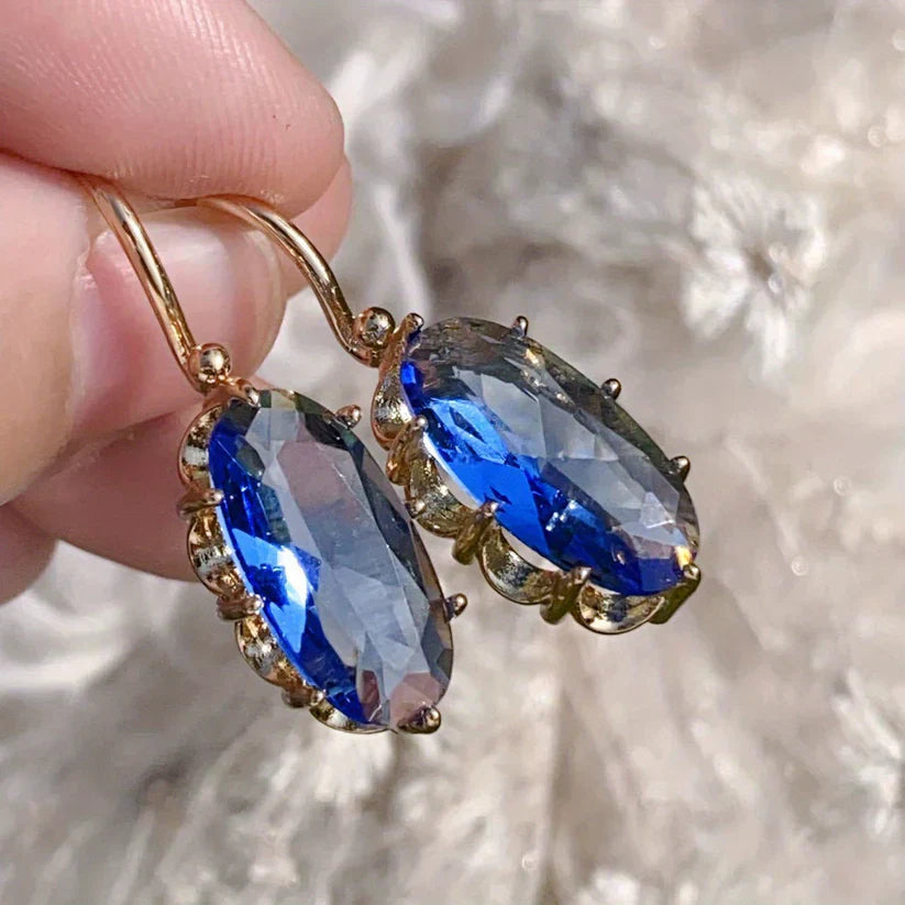 Gold Blue Earrings