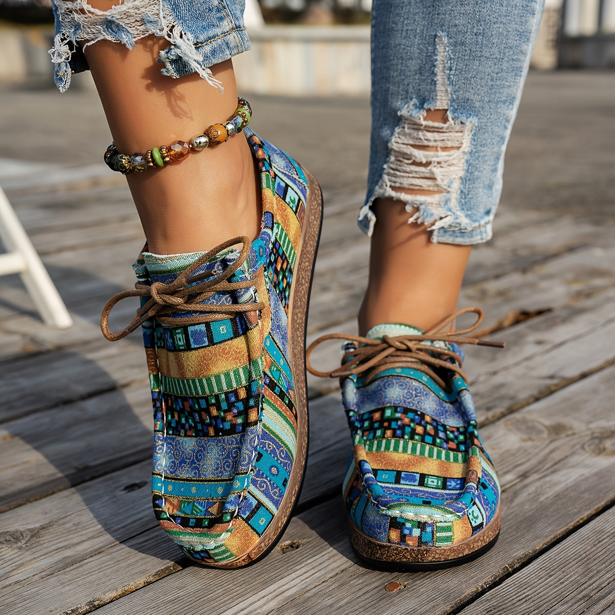 Women’s Vintage Boho Lace-Up Shoes