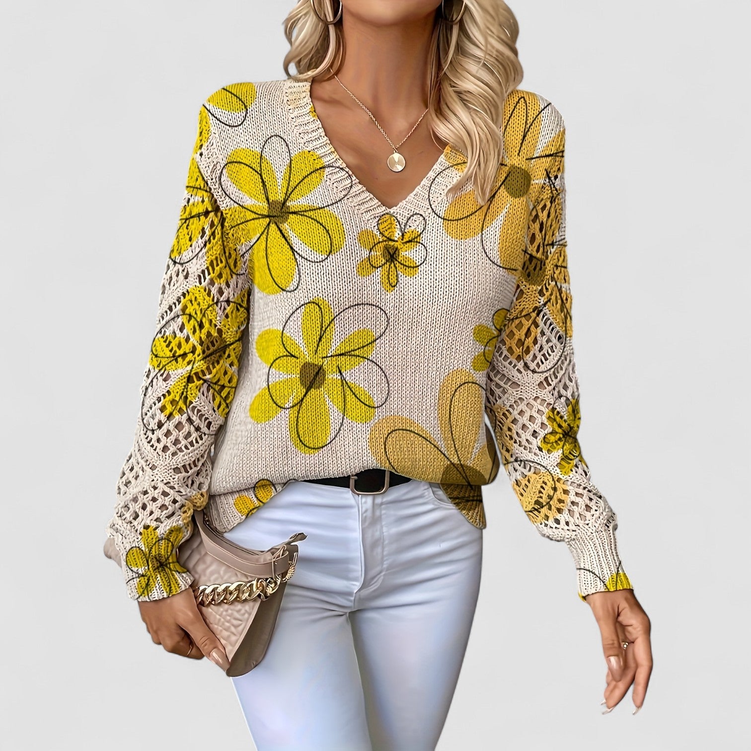 Elaine | Floral Knit Sweater