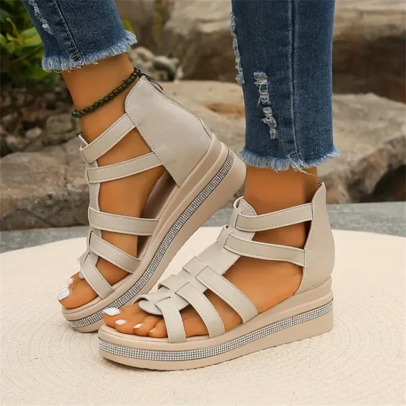 RENEE | STYLISH RHINESTONE WEDGE SANDALS