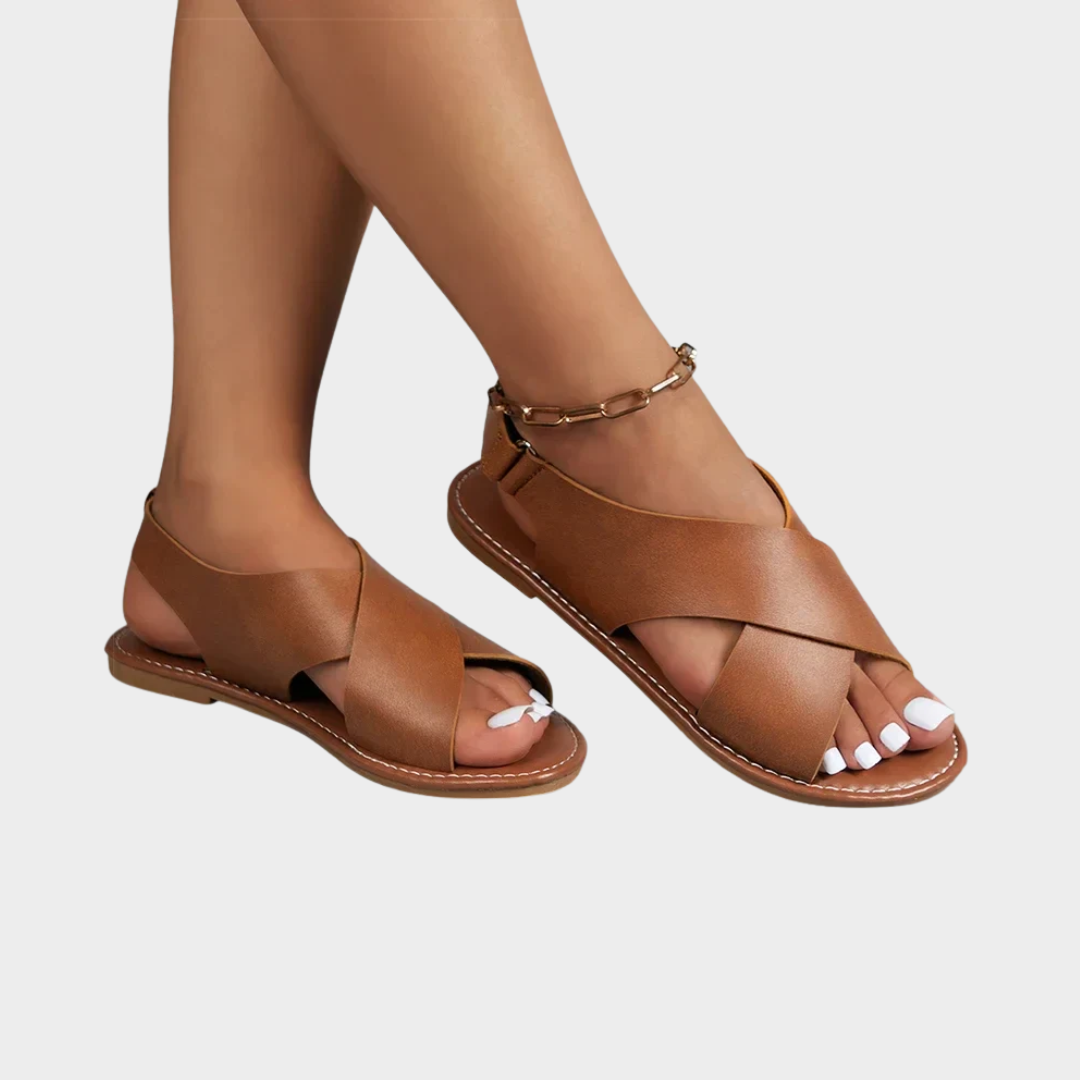 LINDY | CASUAL CROSS-STRAP FLAT SANDALS