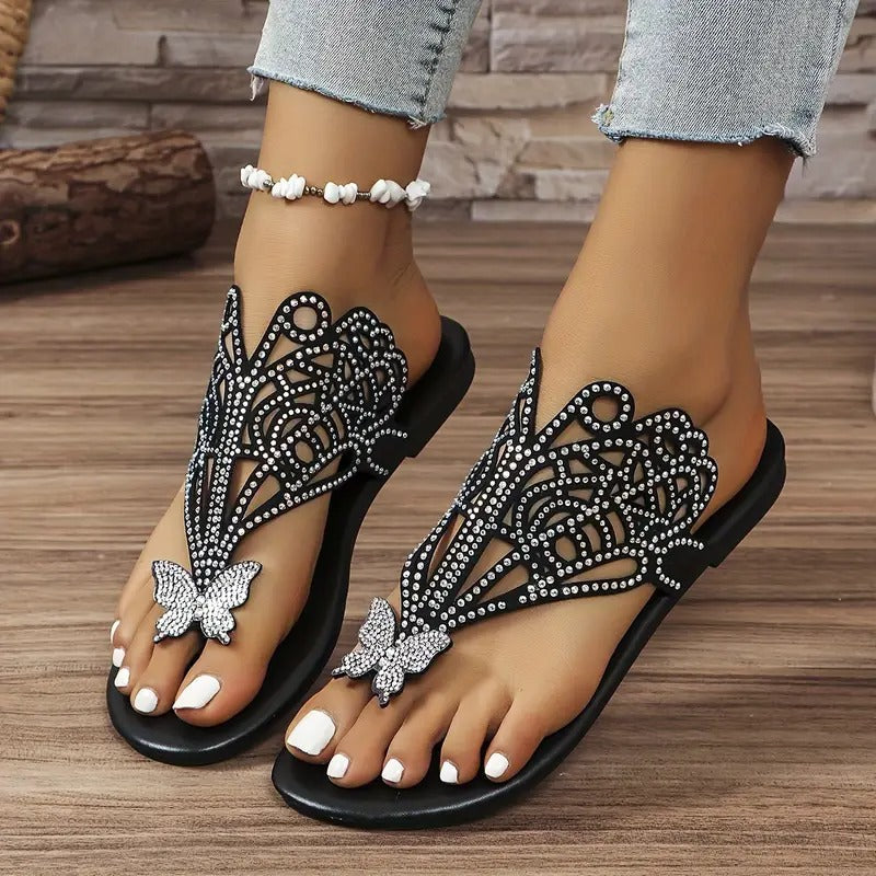 EVELYN | SEQUIENCED BUTTERFLY SANDALS