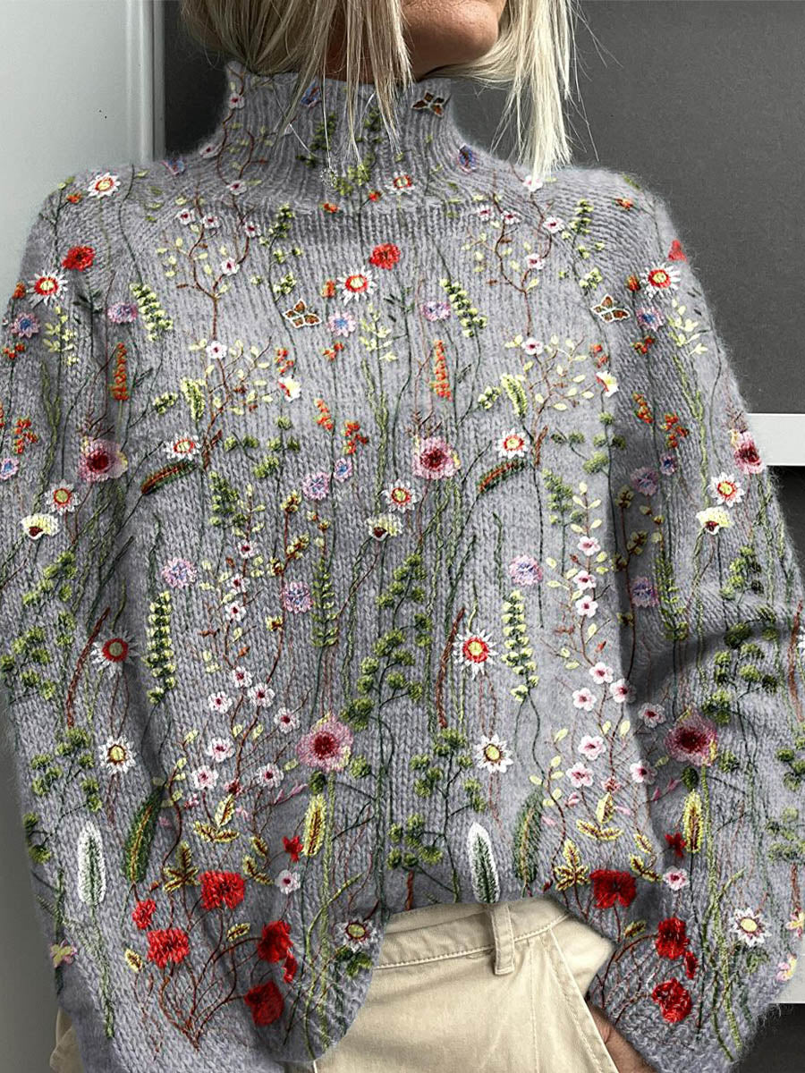 Marion | Vintage floral art turtleneck jumper