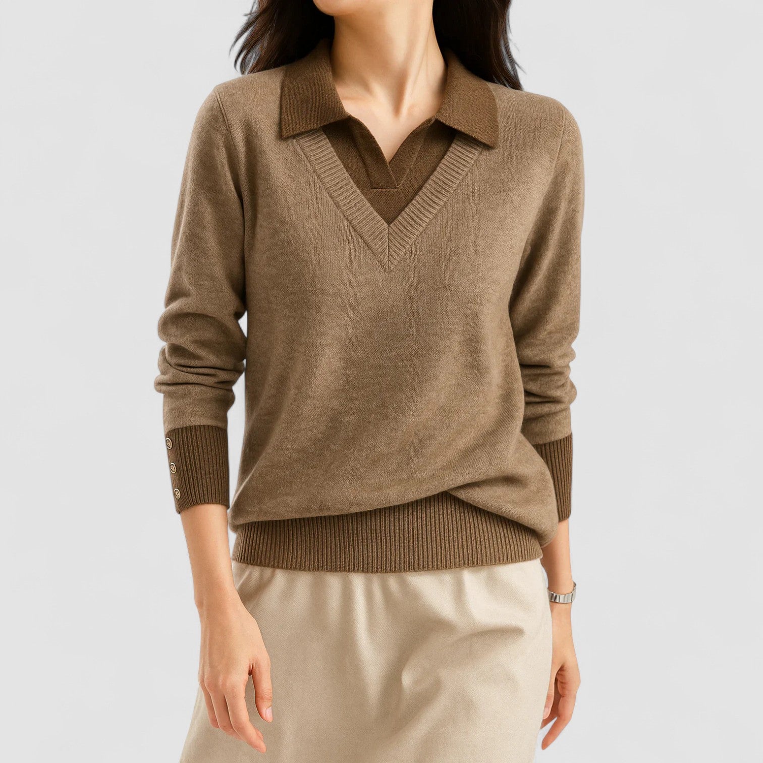 Marianne | Soft Knit Polo Sweater