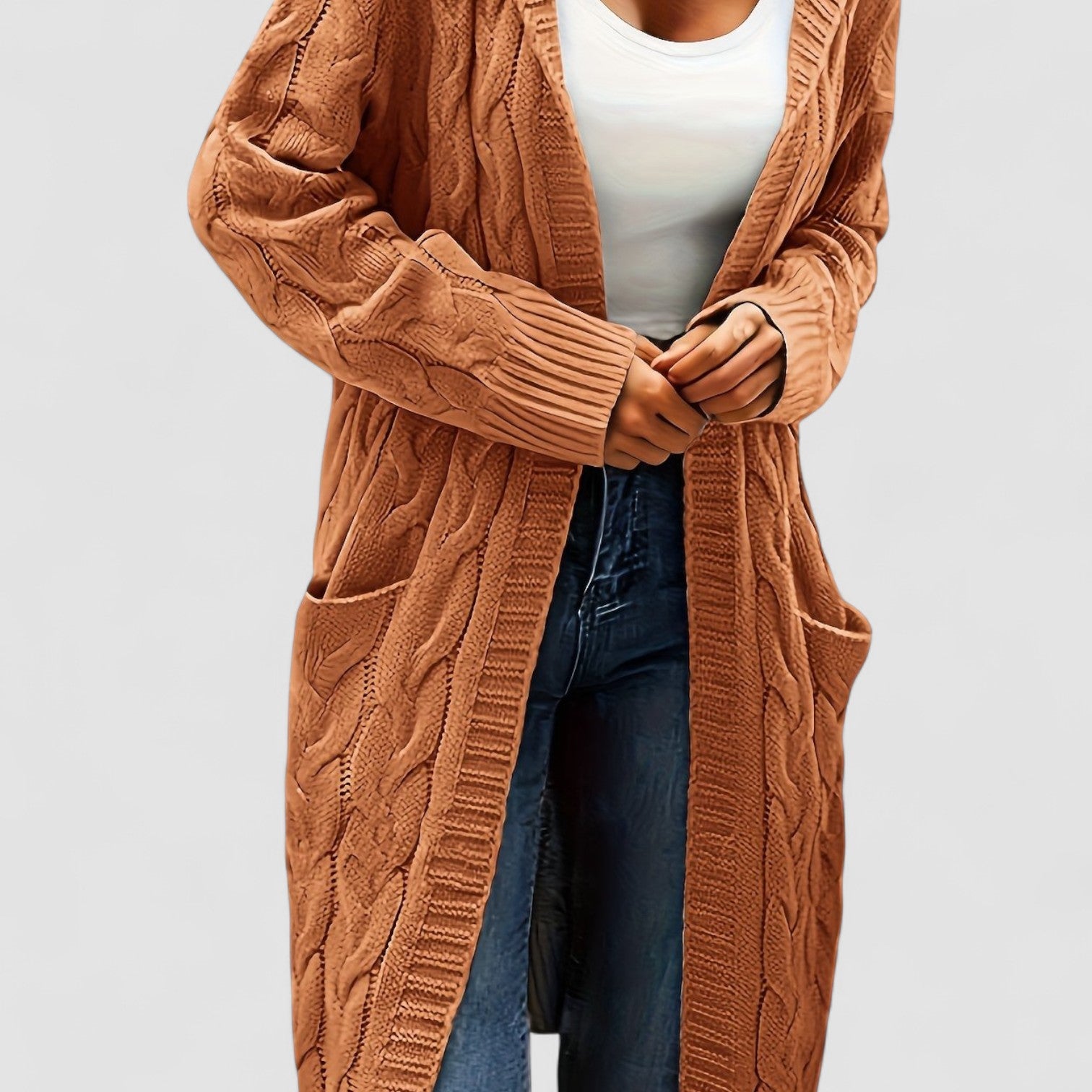 Donna | Cable Knit Long Cardigan