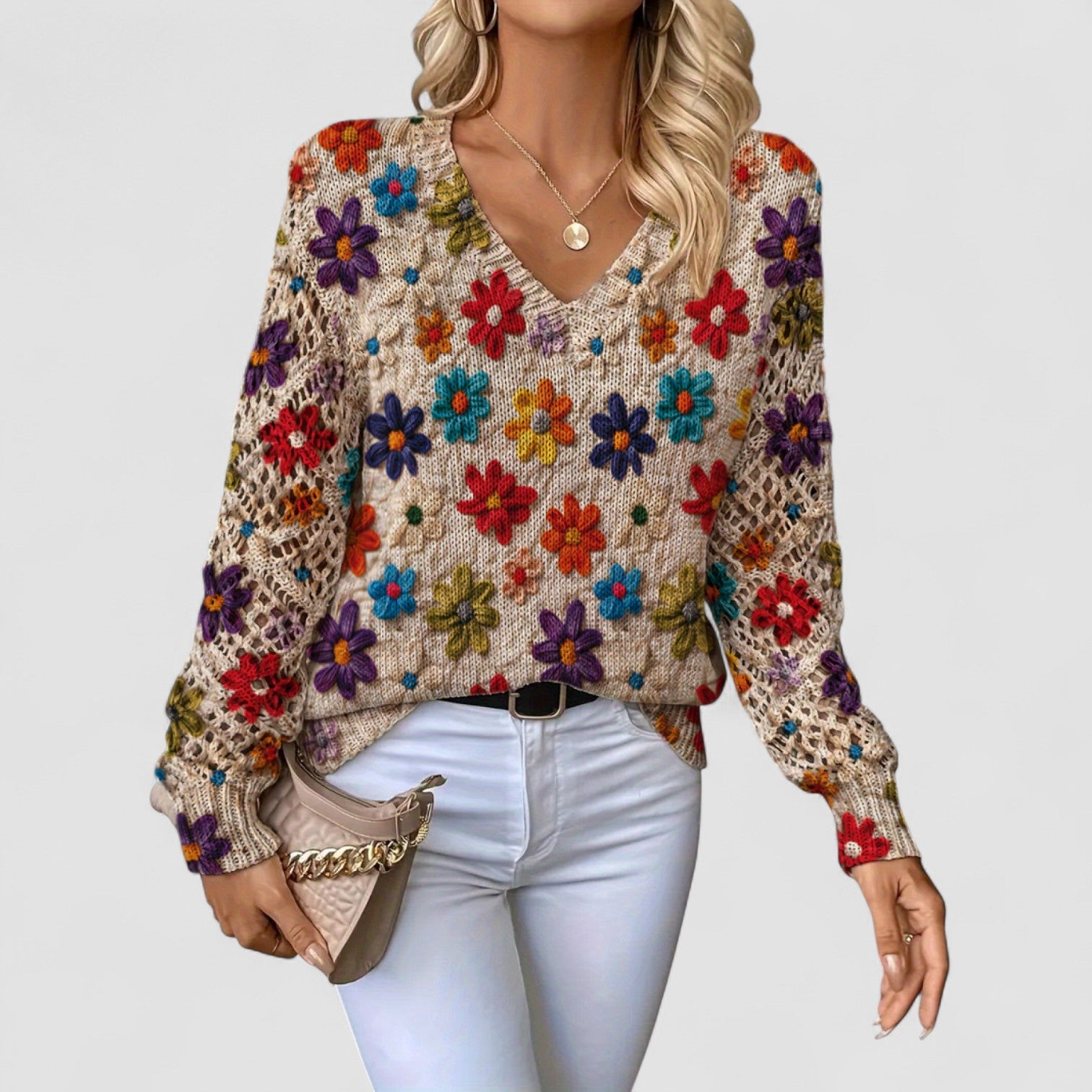 Colleen | Floral Knit Sweater