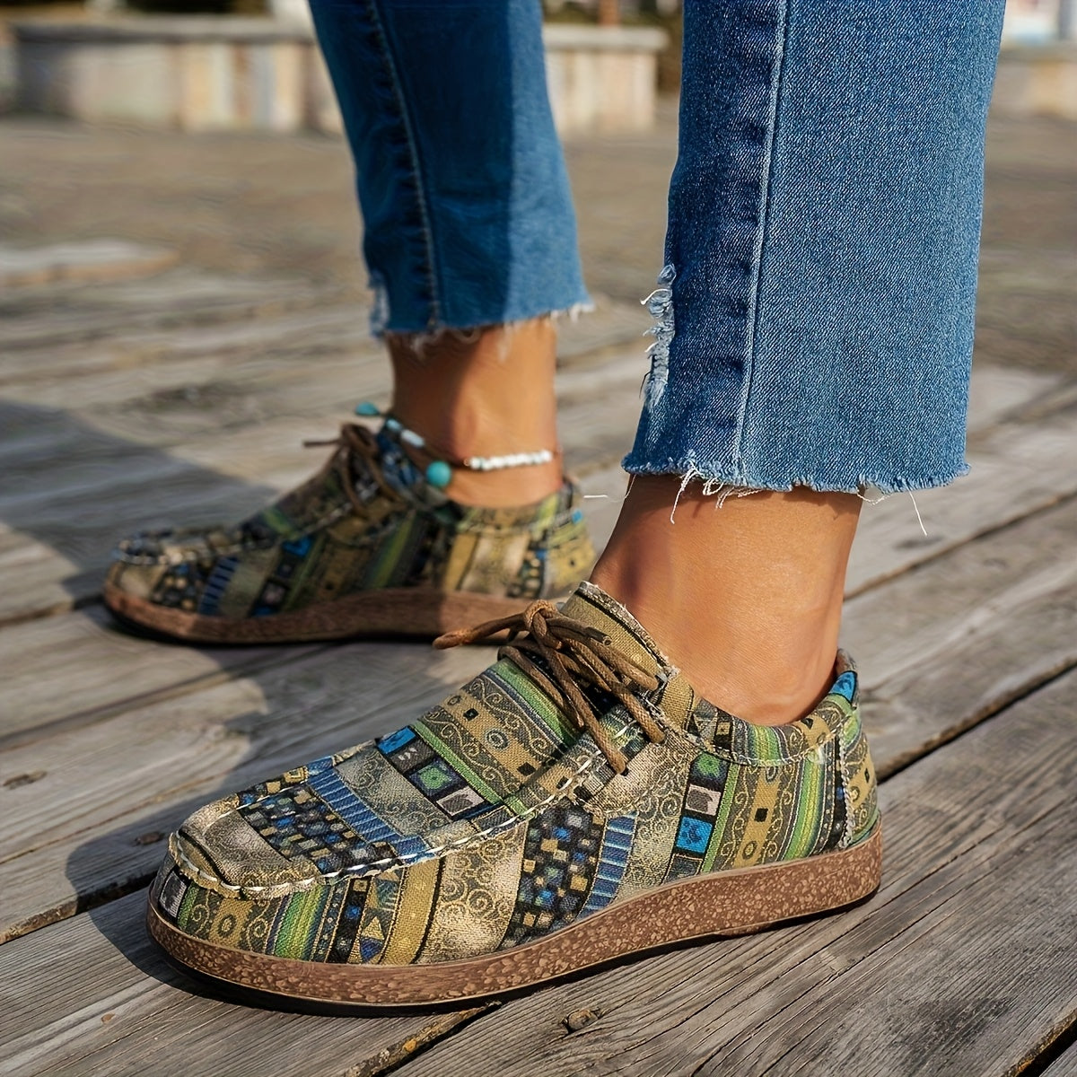 Women's Vintage Geometric Printed Shoes