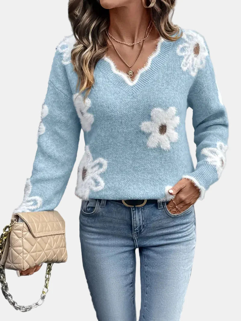 Charlotte | Timeless V-Neck Floral Sweater