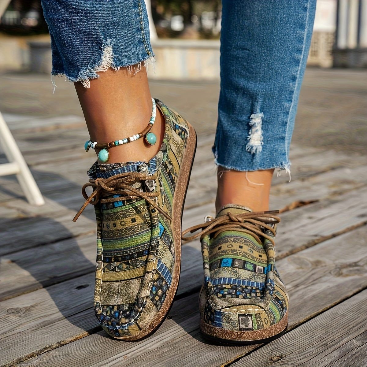 Women's Vintage Geometric Printed Shoes