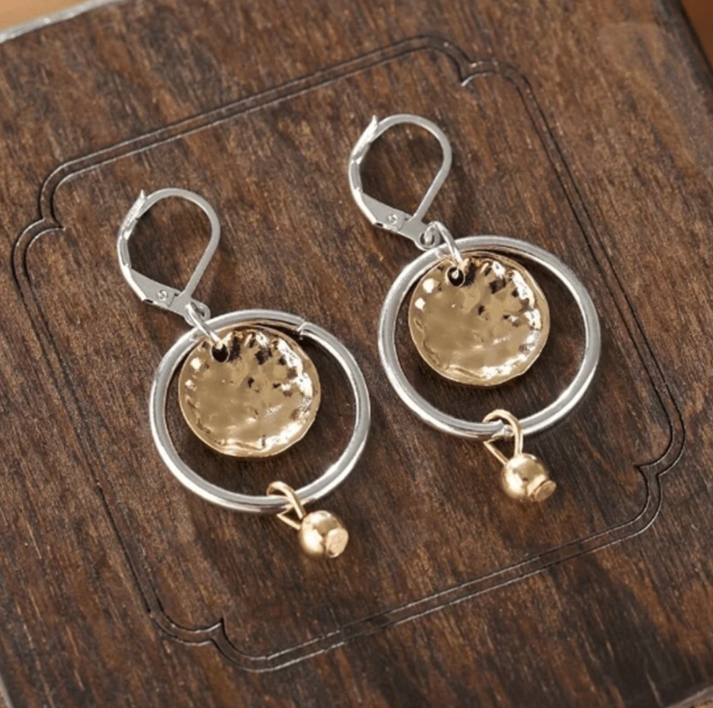Vintage Hollow Round Pendant Earrings