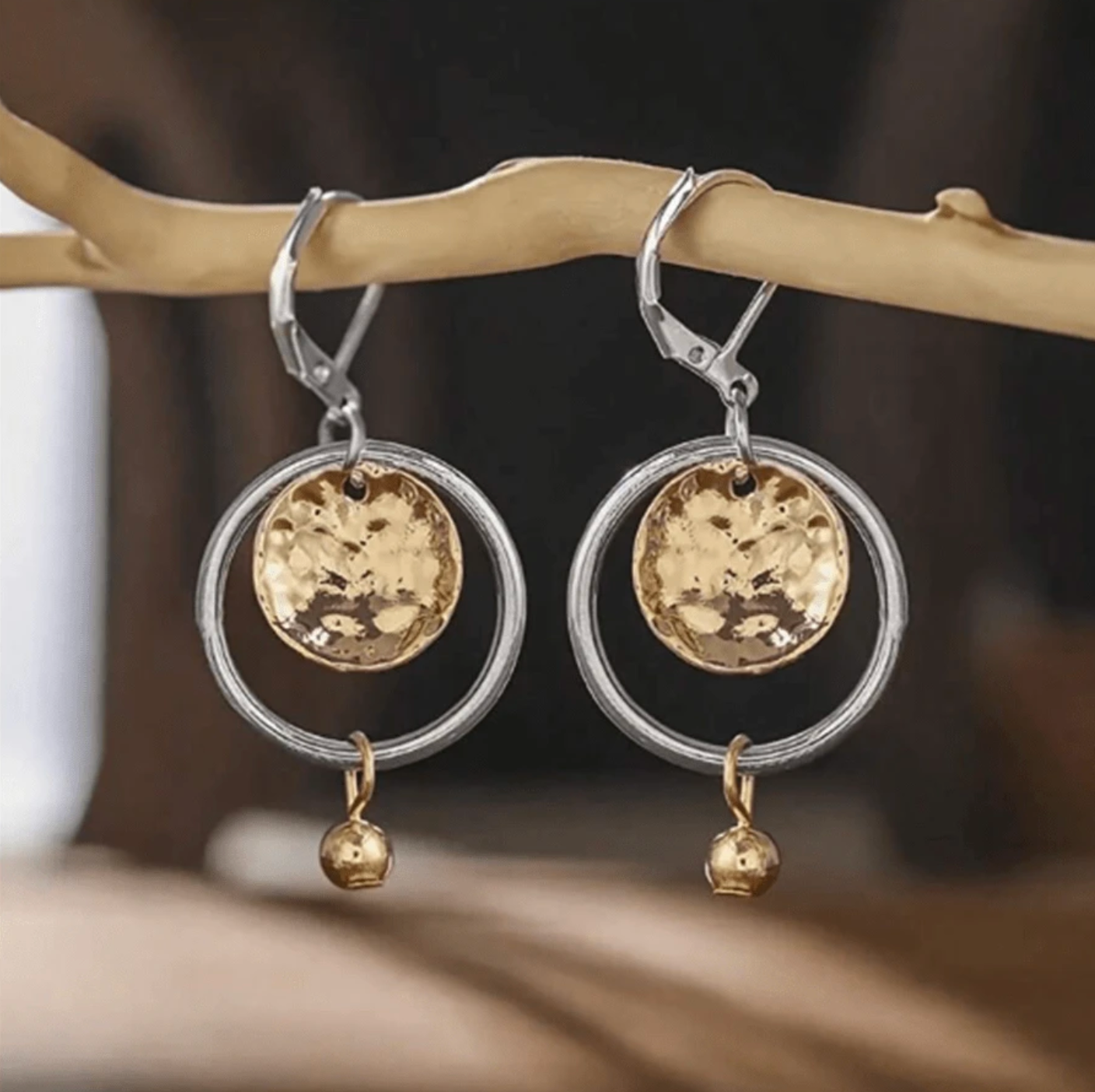 Vintage Hollow Round Pendant Earrings
