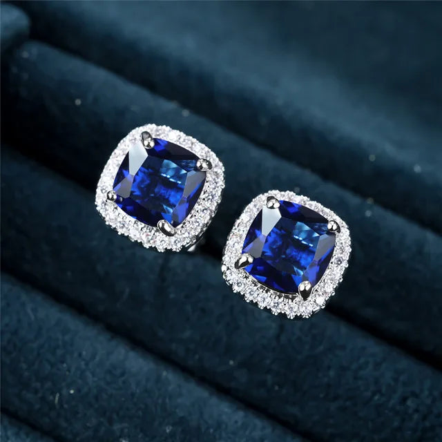 Square Sapphire Earrings