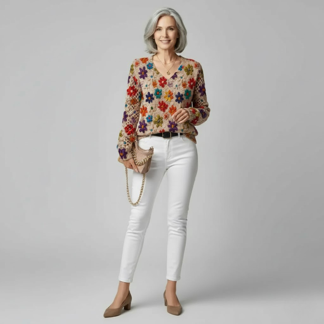 Colleen | Floral Knit Sweater
