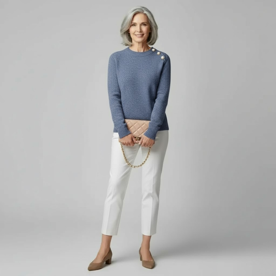 Ruth | Pearl Button Knit Sweater