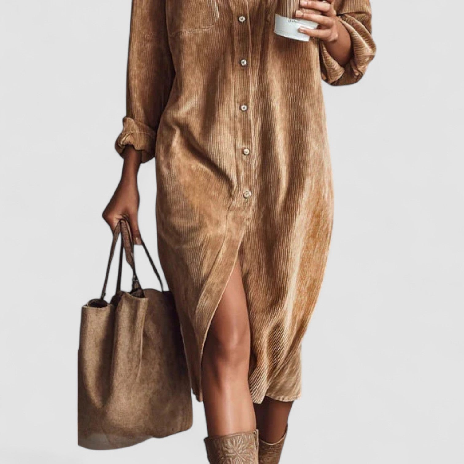 Ayaka | Classic Corduroy Shirt Dress