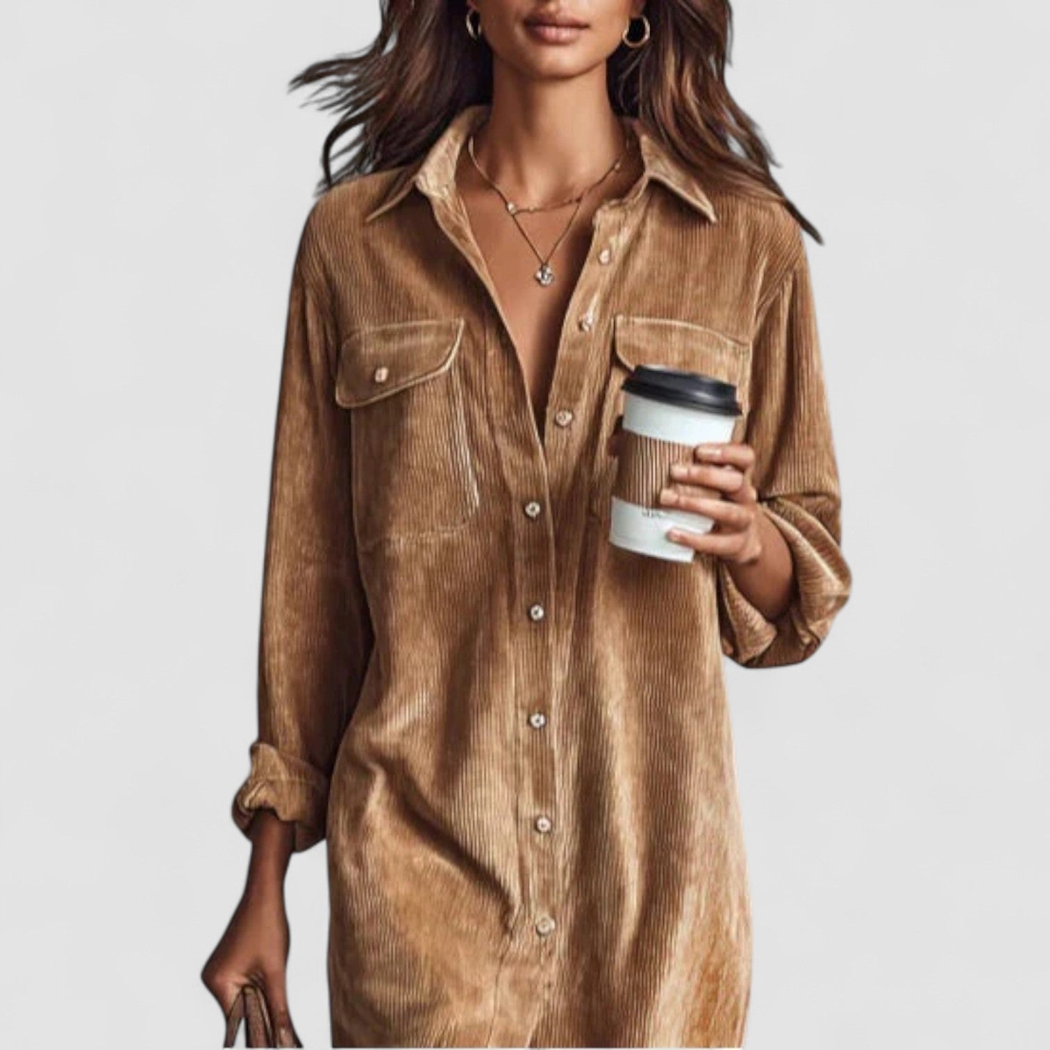 Ayaka | Classic Corduroy Shirt Dress