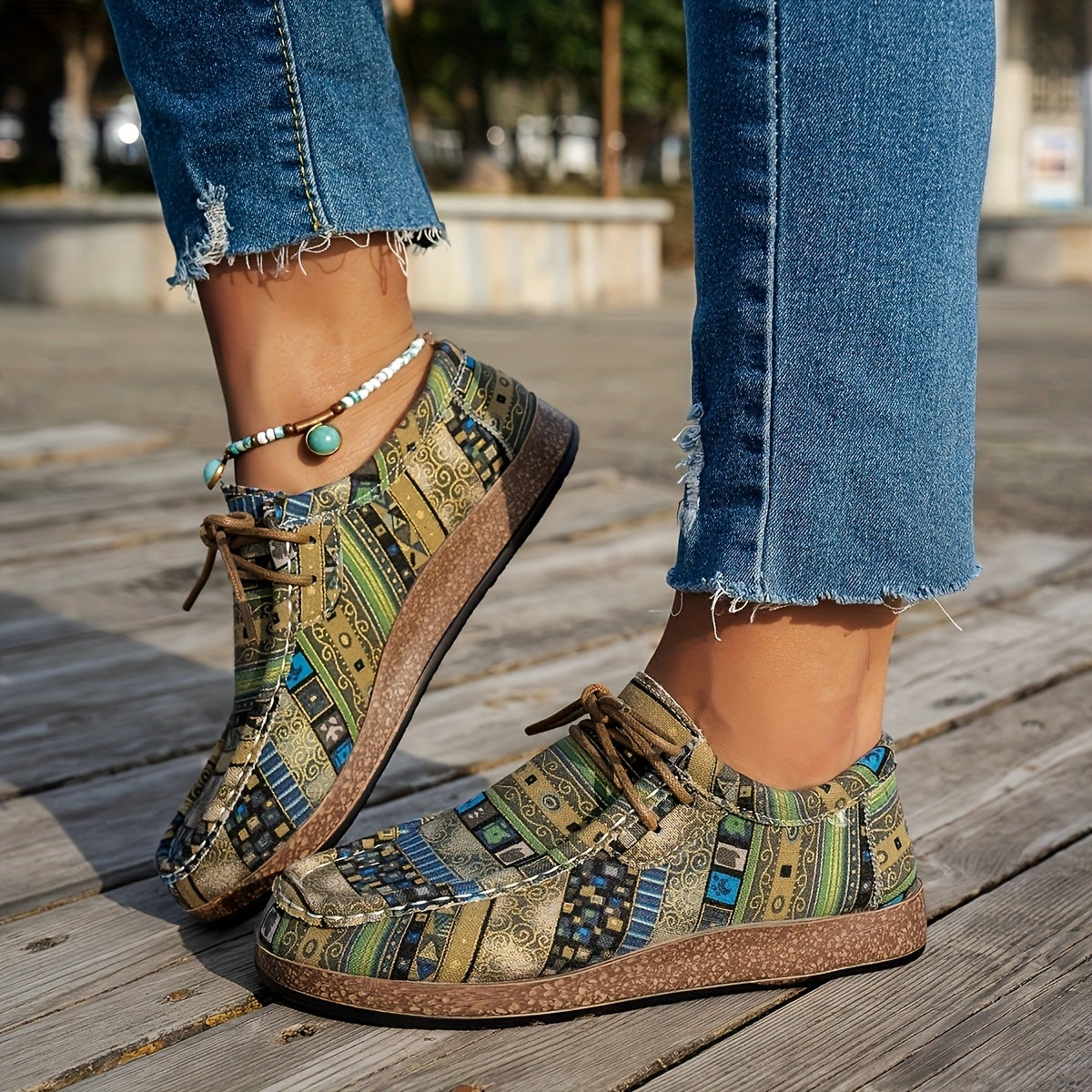 Women's Vintage Geometric Printed Shoes