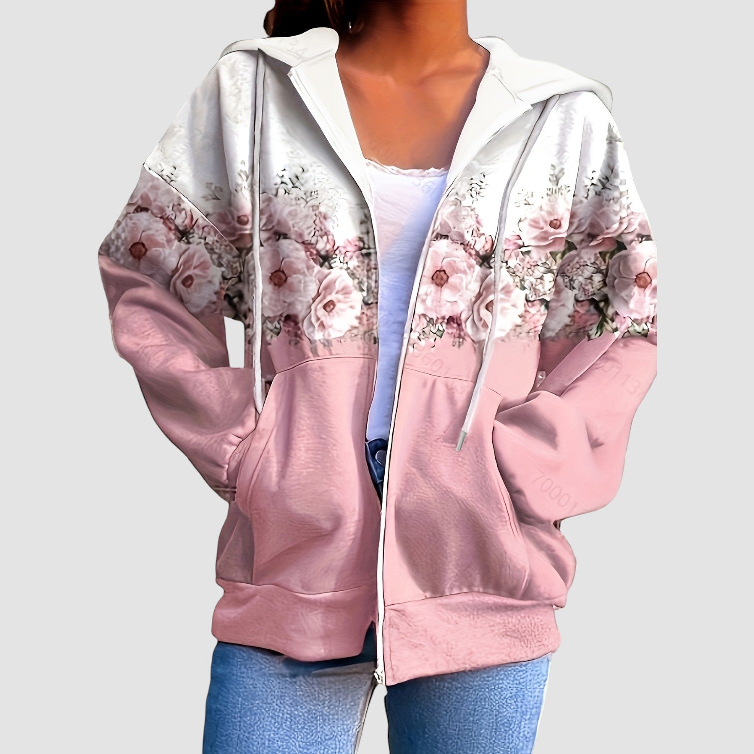 Annie | Floral Zip Hoodie