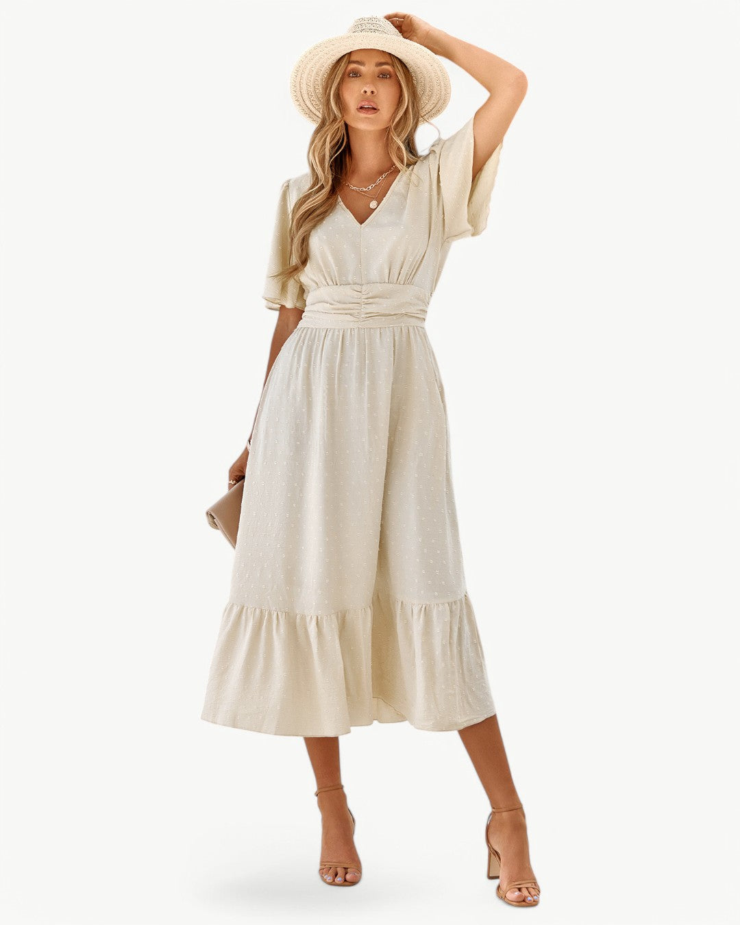KLARISSE | ELEGANT FLOWY SUMMER V-NECK DRESS