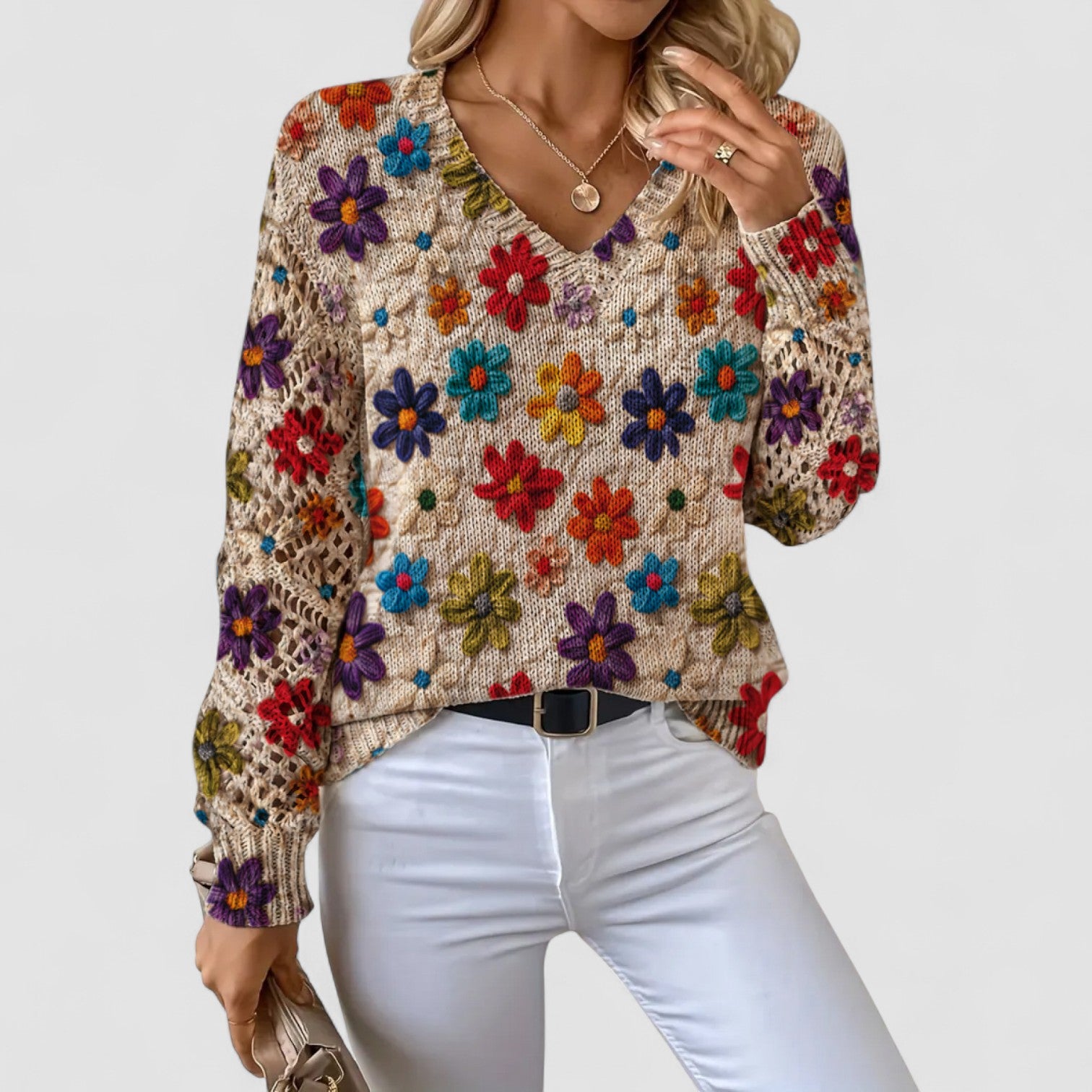Colleen | Floral Knit Sweater